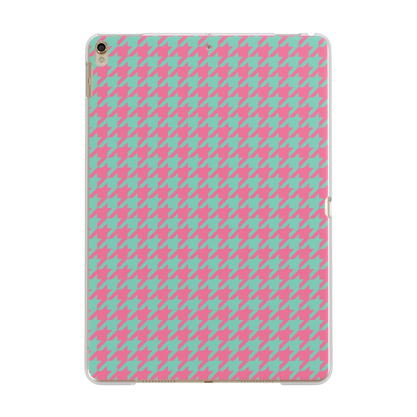 Pink Houndstooth Apple iPad Gold Case