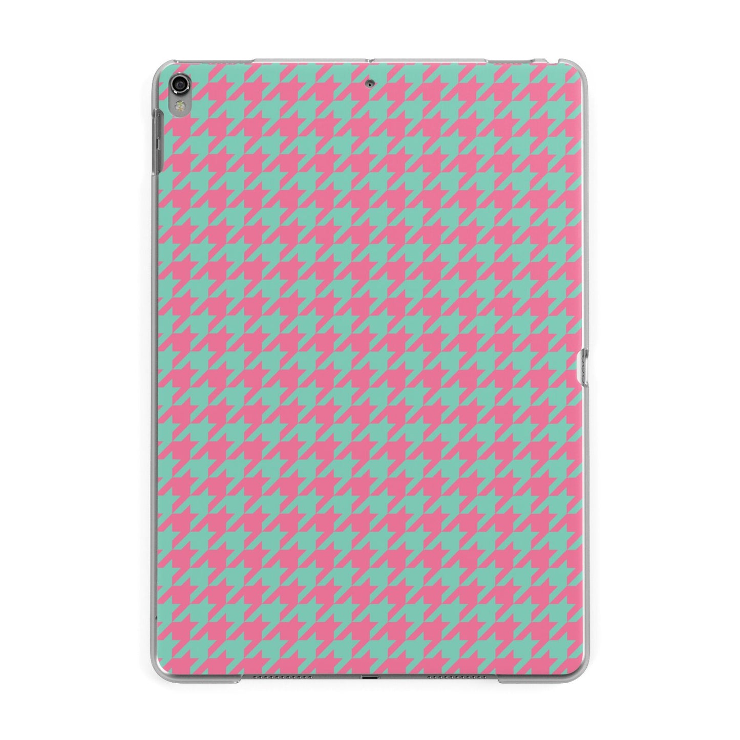 Pink Houndstooth Apple iPad Grey Case