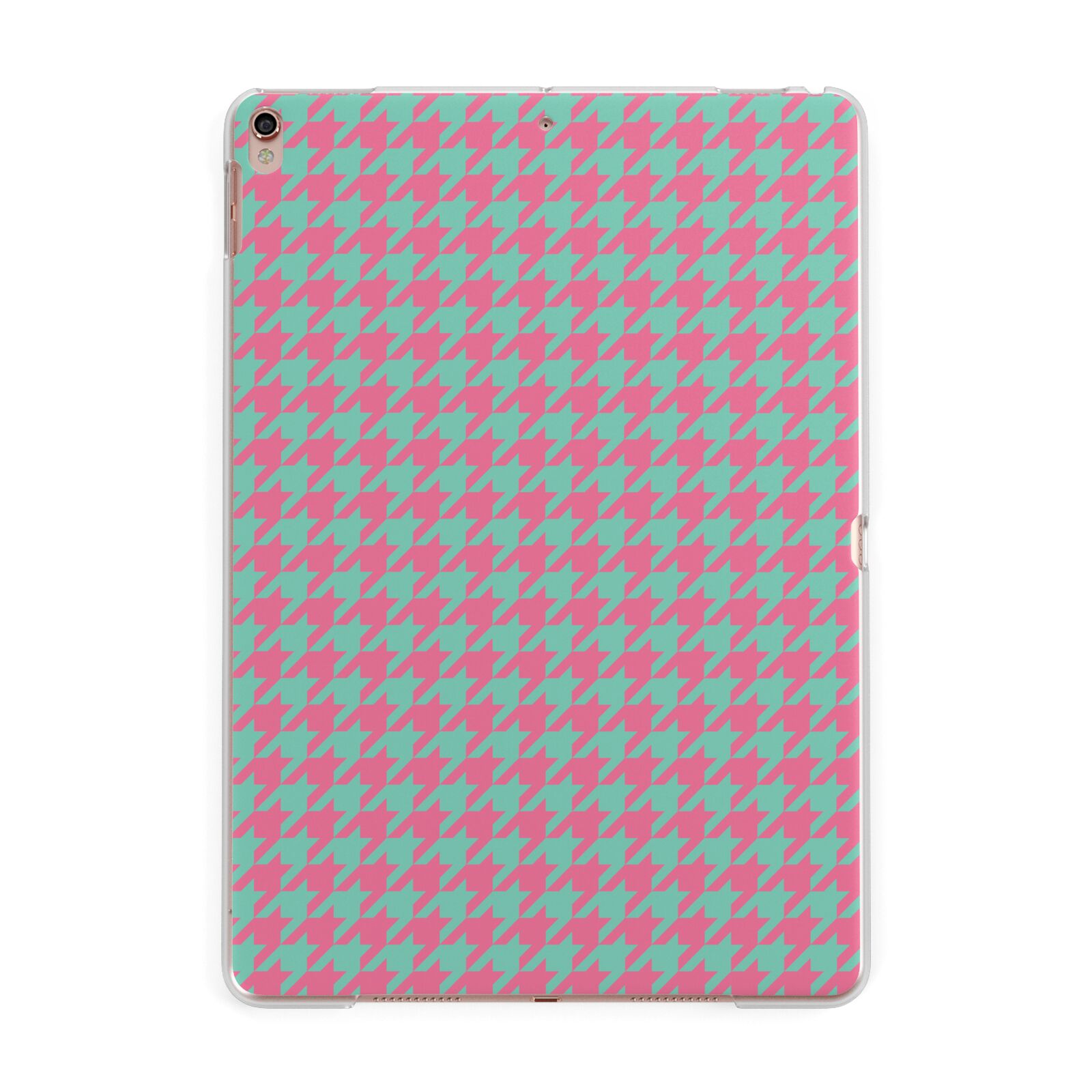 Pink Houndstooth Apple iPad Rose Gold Case