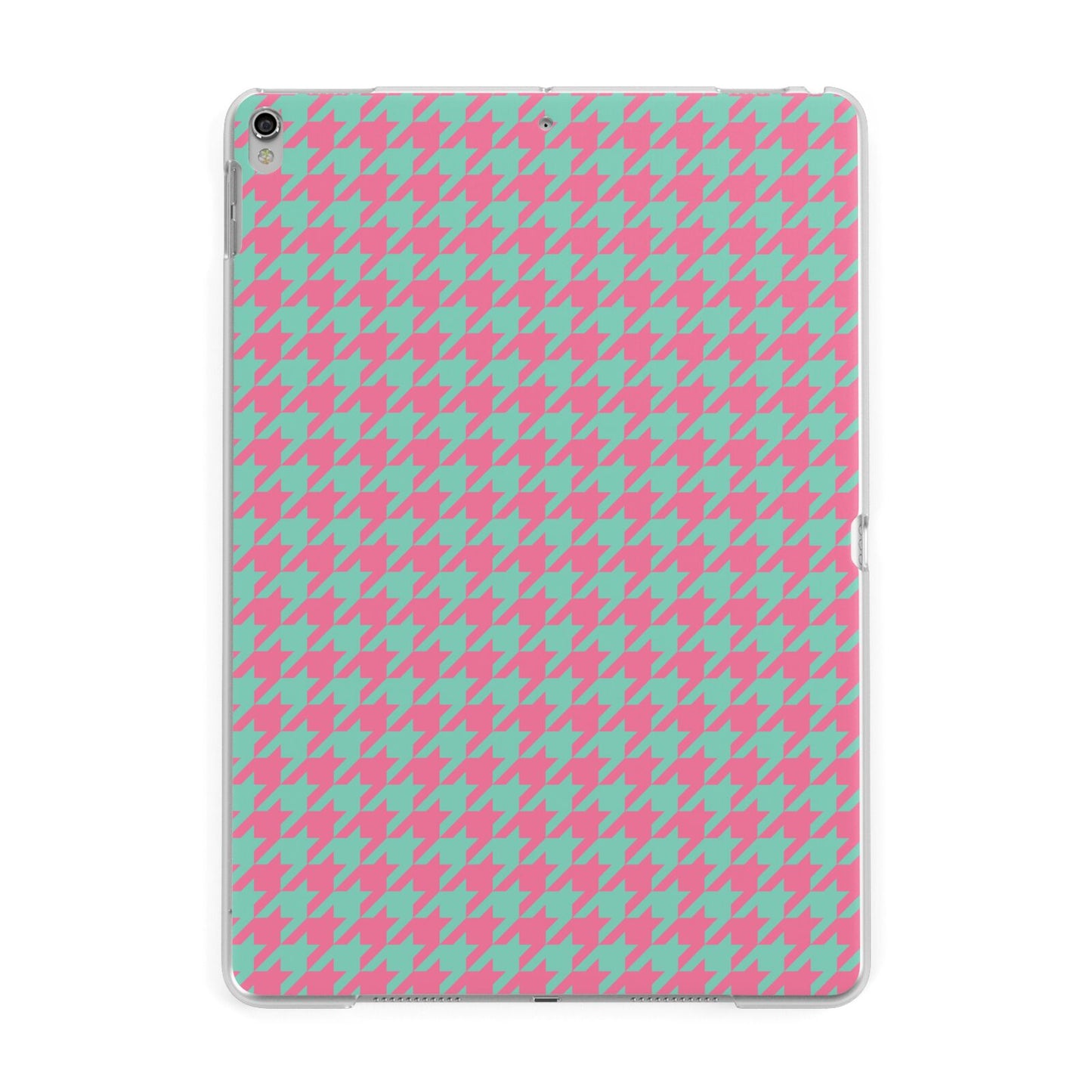 Pink Houndstooth Apple iPad Silver Case