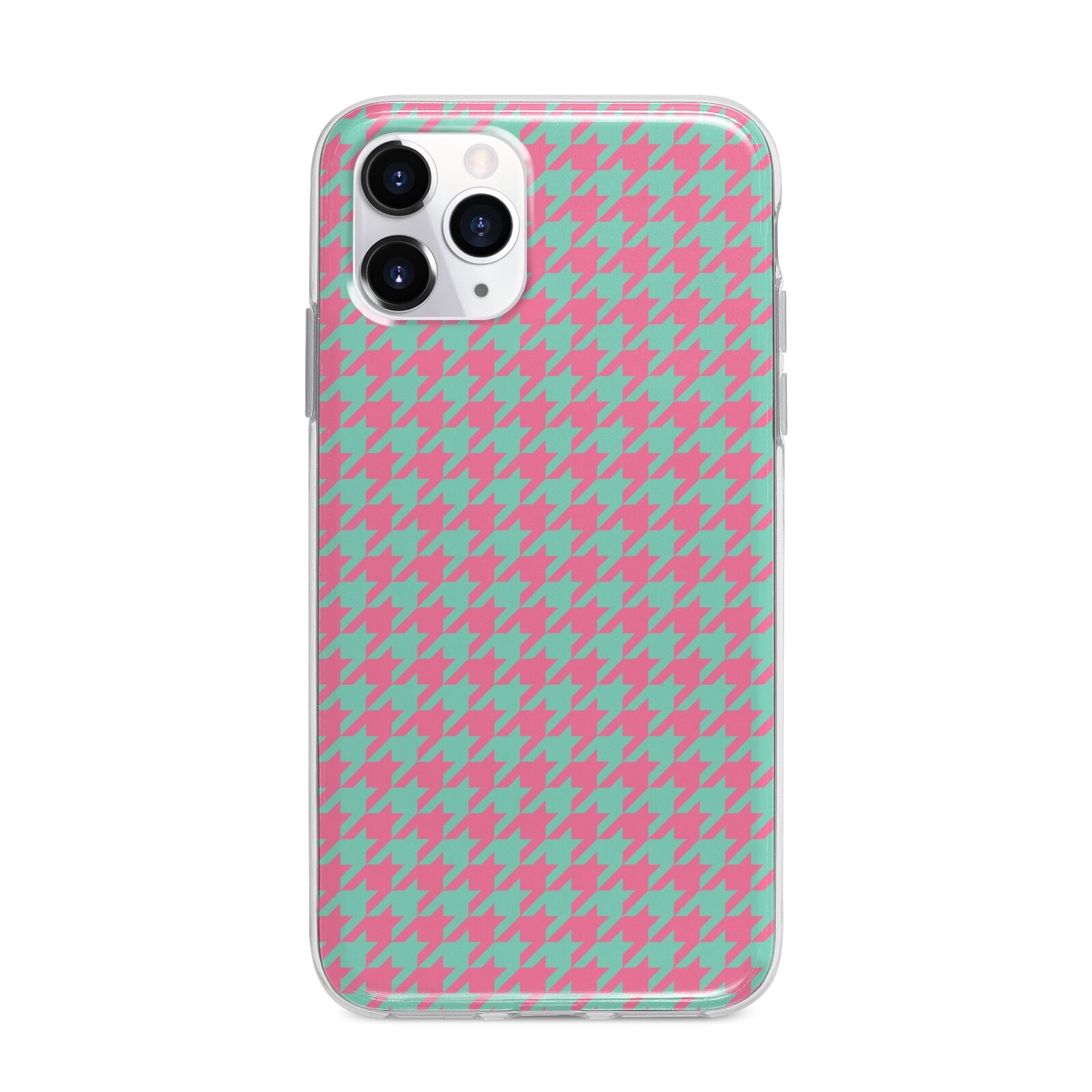 Pink Houndstooth Apple iPhone 11 Pro Max in Silver with Bumper Case