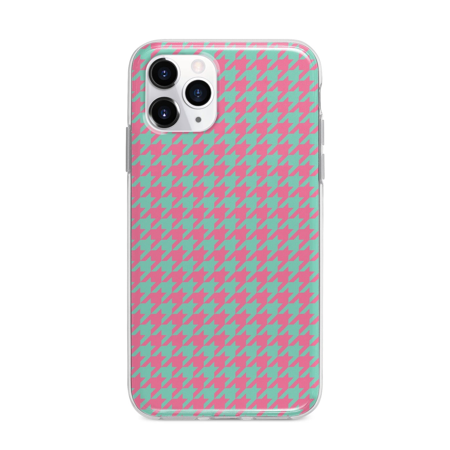 Pink Houndstooth Apple iPhone 11 Pro in Silver with Bumper Case