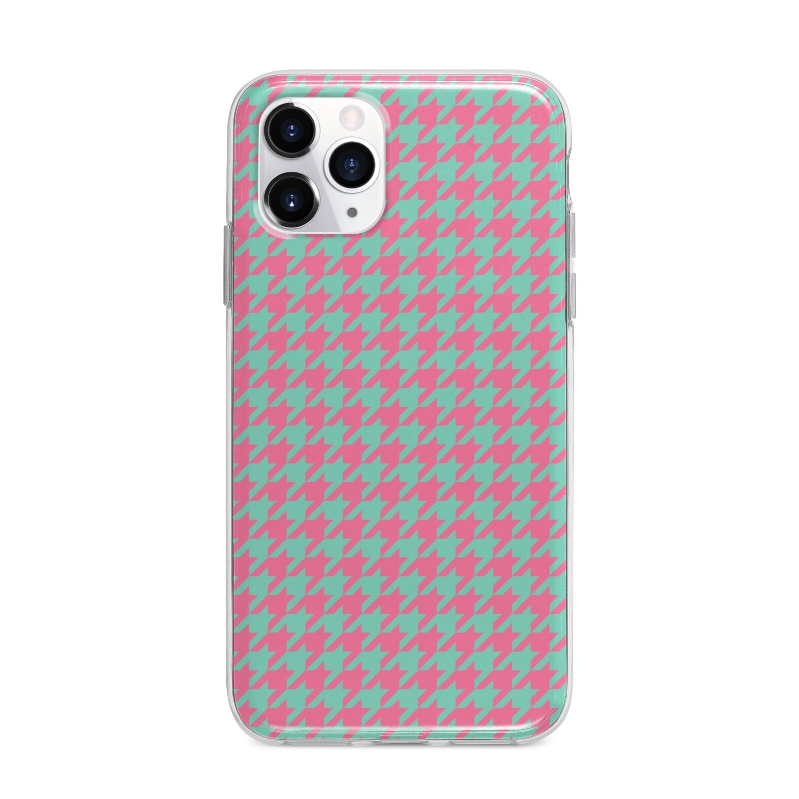 Pink Houndstooth Apple iPhone 11 Pro in Silver with Bumper Case