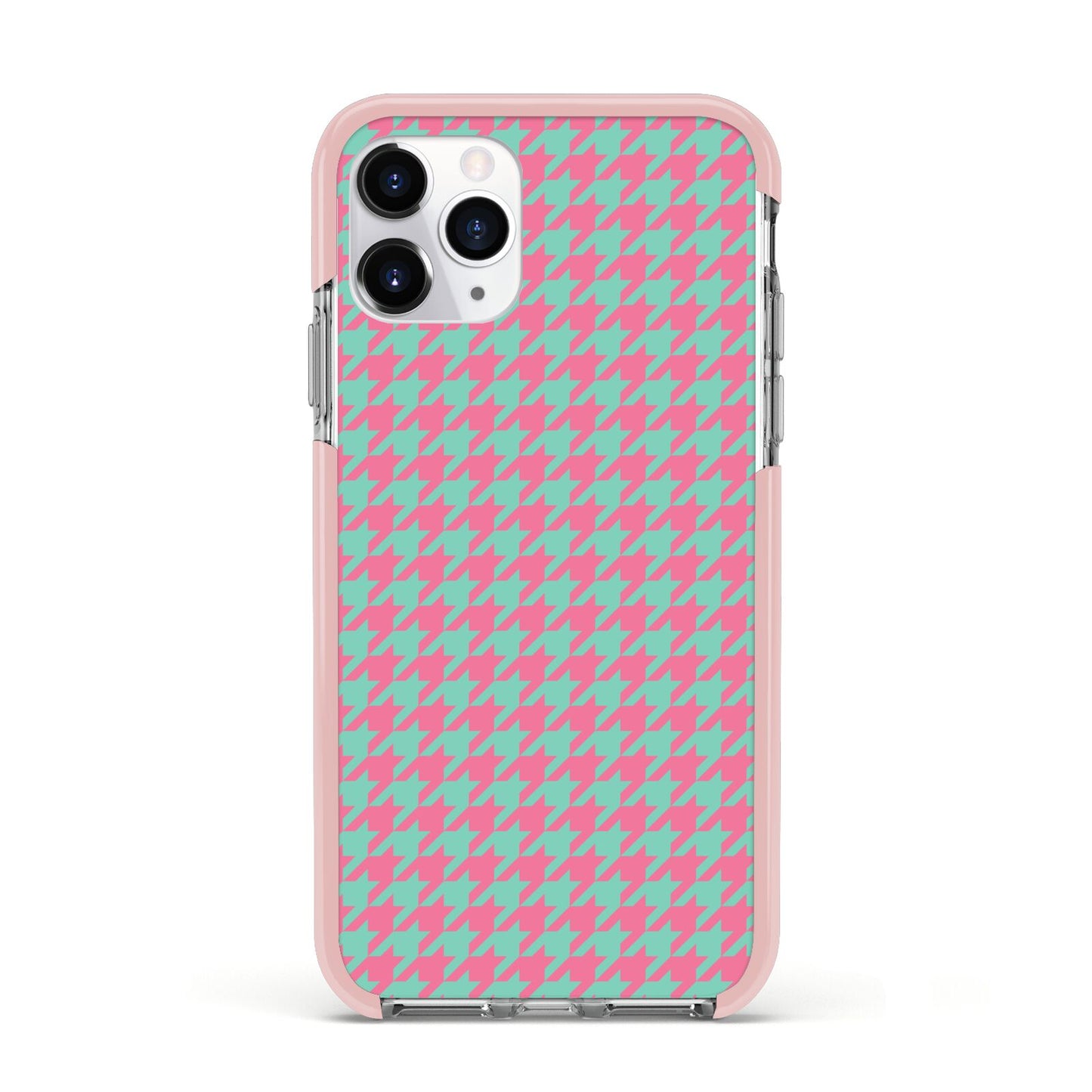 Pink Houndstooth Apple iPhone 11 Pro in Silver with Pink Impact Case