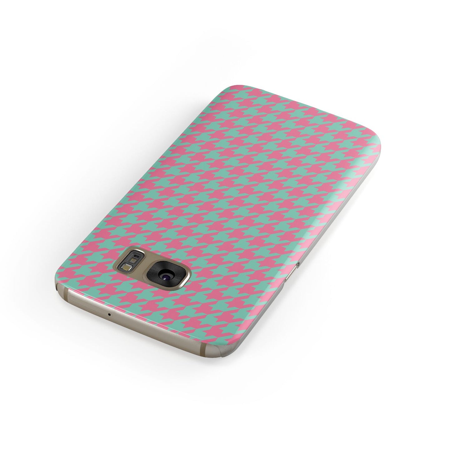 Pink Houndstooth Samsung Galaxy Case Front Close Up