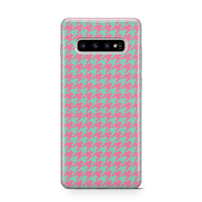 Pink Houndstooth Samsung Galaxy S10 Case
