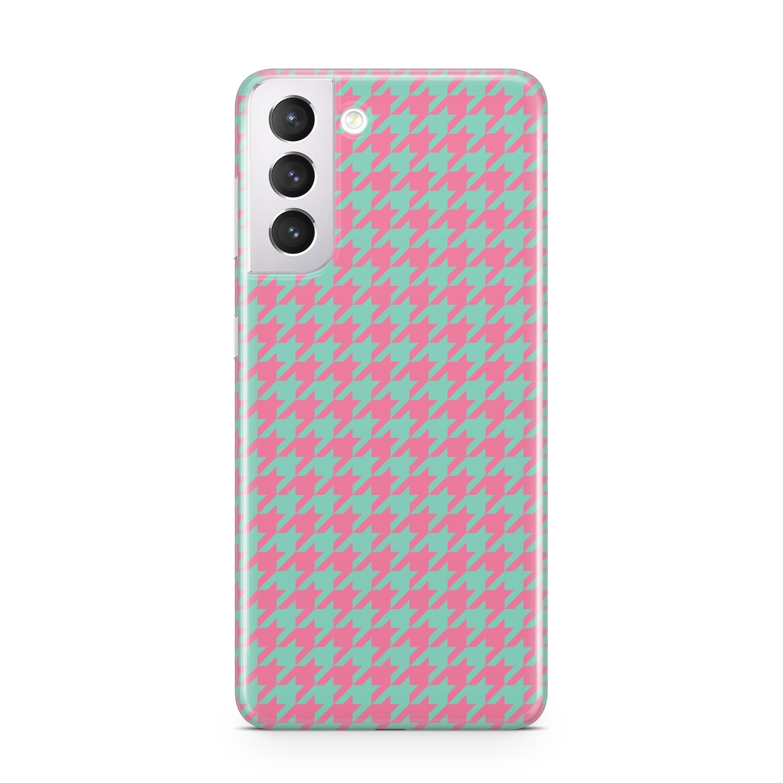 Pink Houndstooth Samsung S21 Case