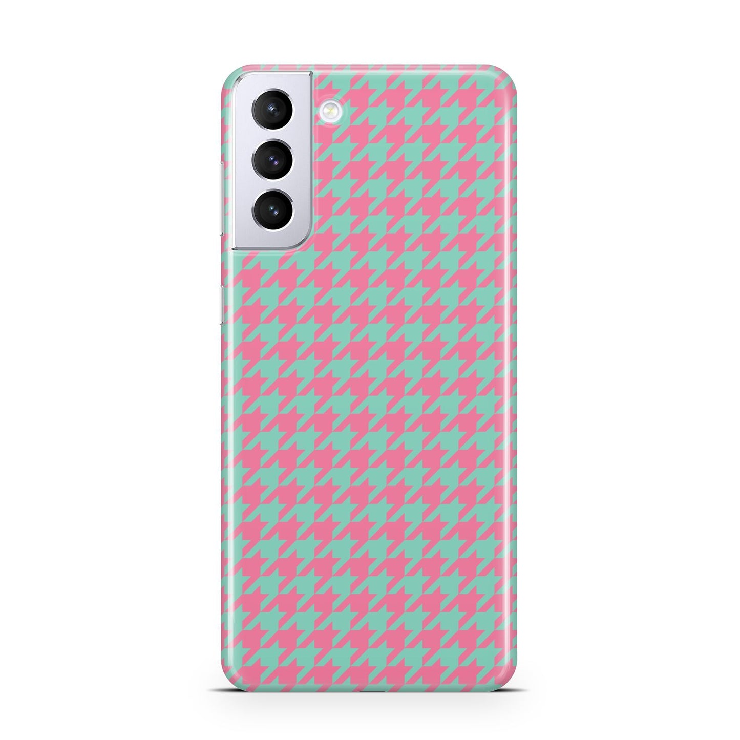 Pink Houndstooth Samsung S21 Plus Case