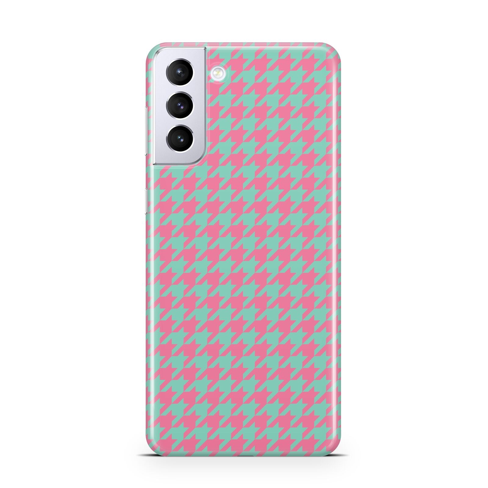 Pink Houndstooth Samsung S21 Plus Case