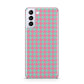 Pink Houndstooth Samsung S21 Plus Phone Case