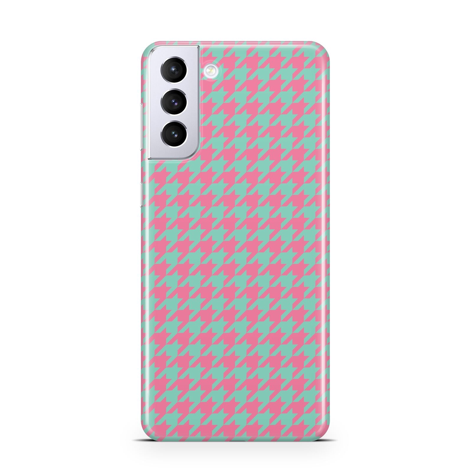 Pink Houndstooth Samsung S21 Plus Phone Case