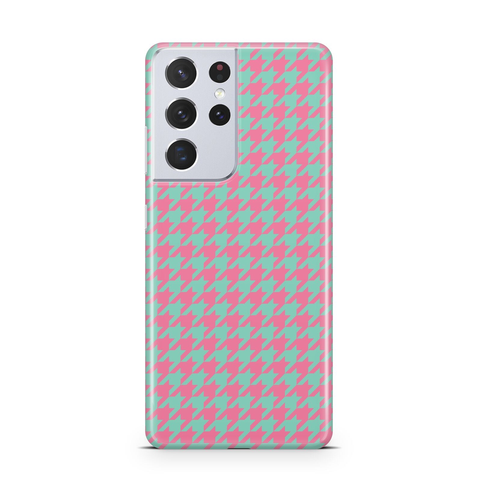 Pink Houndstooth Samsung S21 Ultra Case