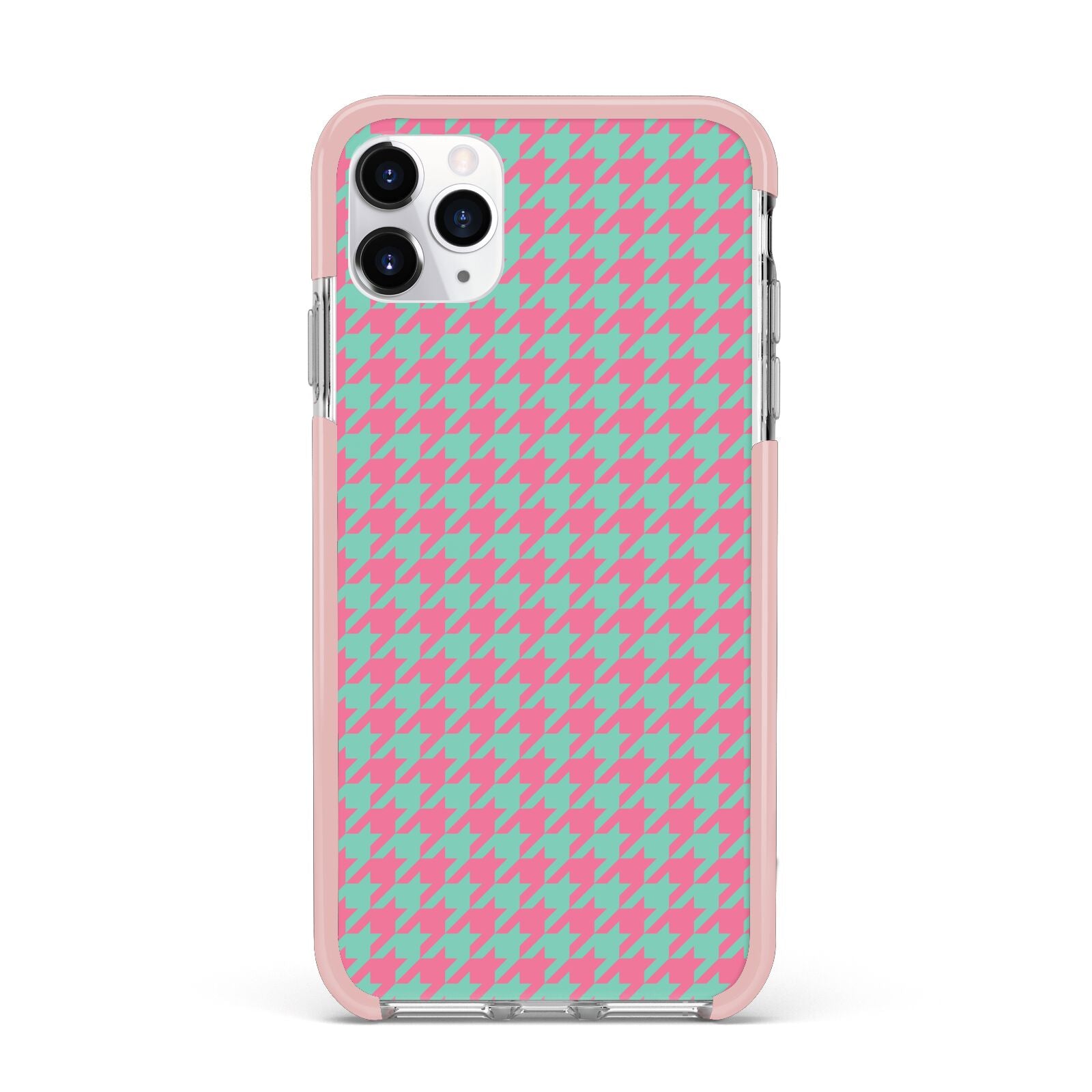 Pink Houndstooth iPhone 11 Pro Max Impact Pink Edge Case