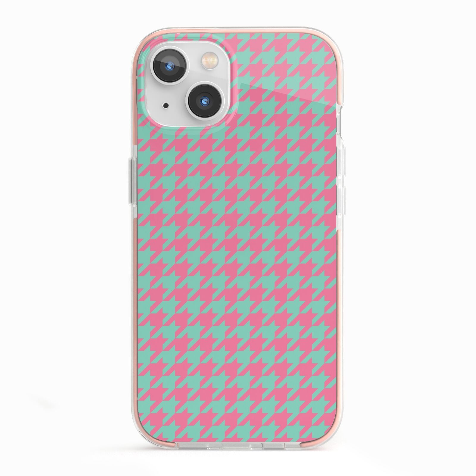 Pink Houndstooth iPhone 13 TPU Impact Case with Pink Edges