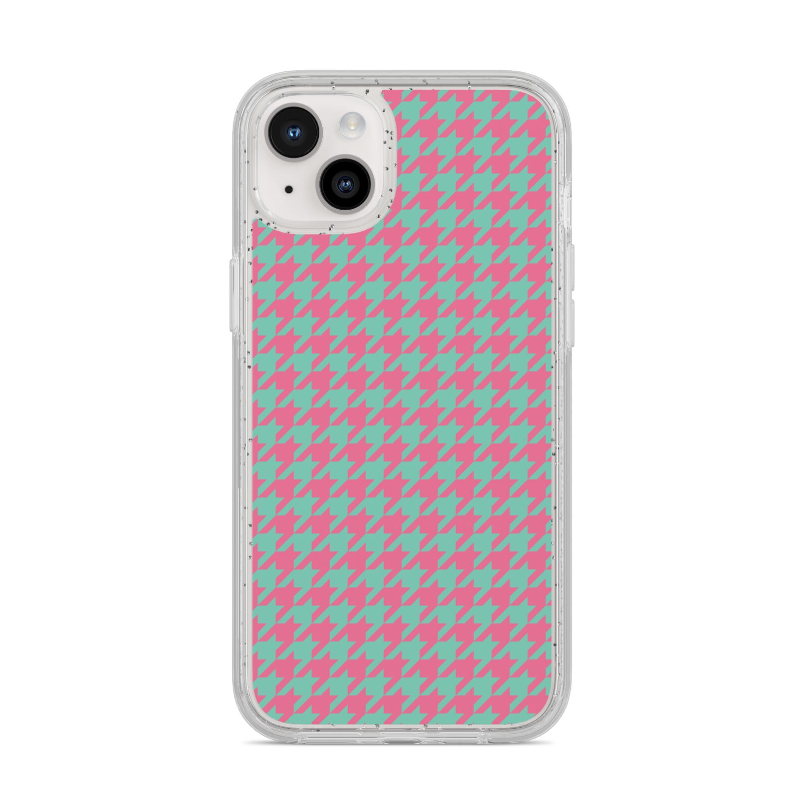 Pink Houndstooth iPhone 14 Plus Glitter Tough Case Starlight