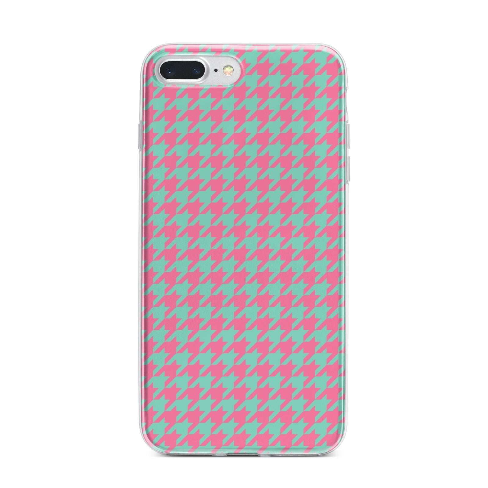 Pink Houndstooth iPhone 7 Plus Bumper Case on Silver iPhone