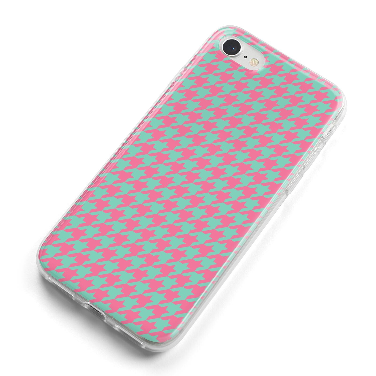 Pink Houndstooth iPhone 8 Bumper Case on Silver iPhone Alternative Image