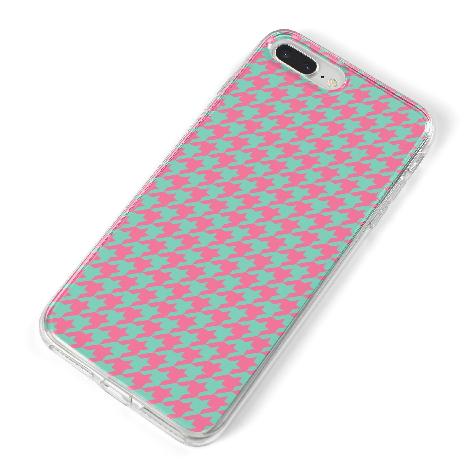 Pink Houndstooth iPhone 8 Plus Bumper Case on Silver iPhone Alternative Image