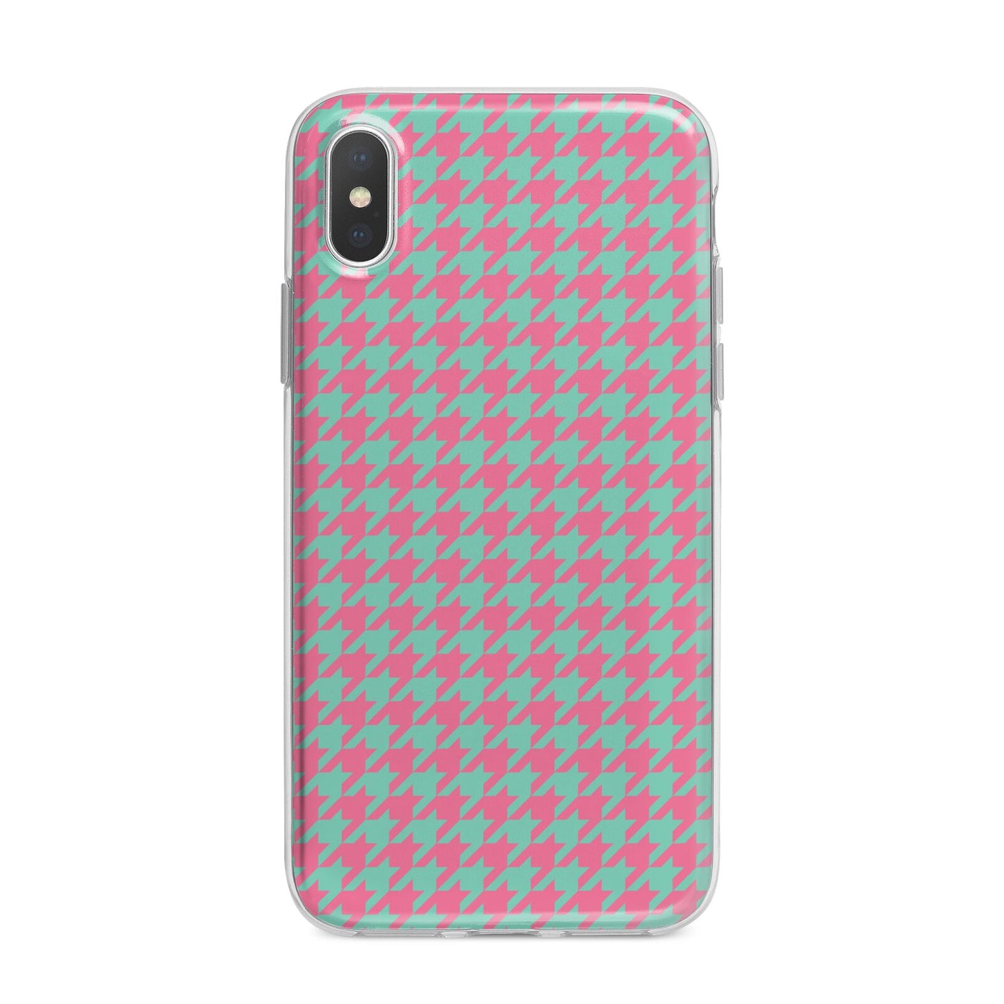 Pink Houndstooth iPhone X Bumper Case on Silver iPhone Alternative Image 1