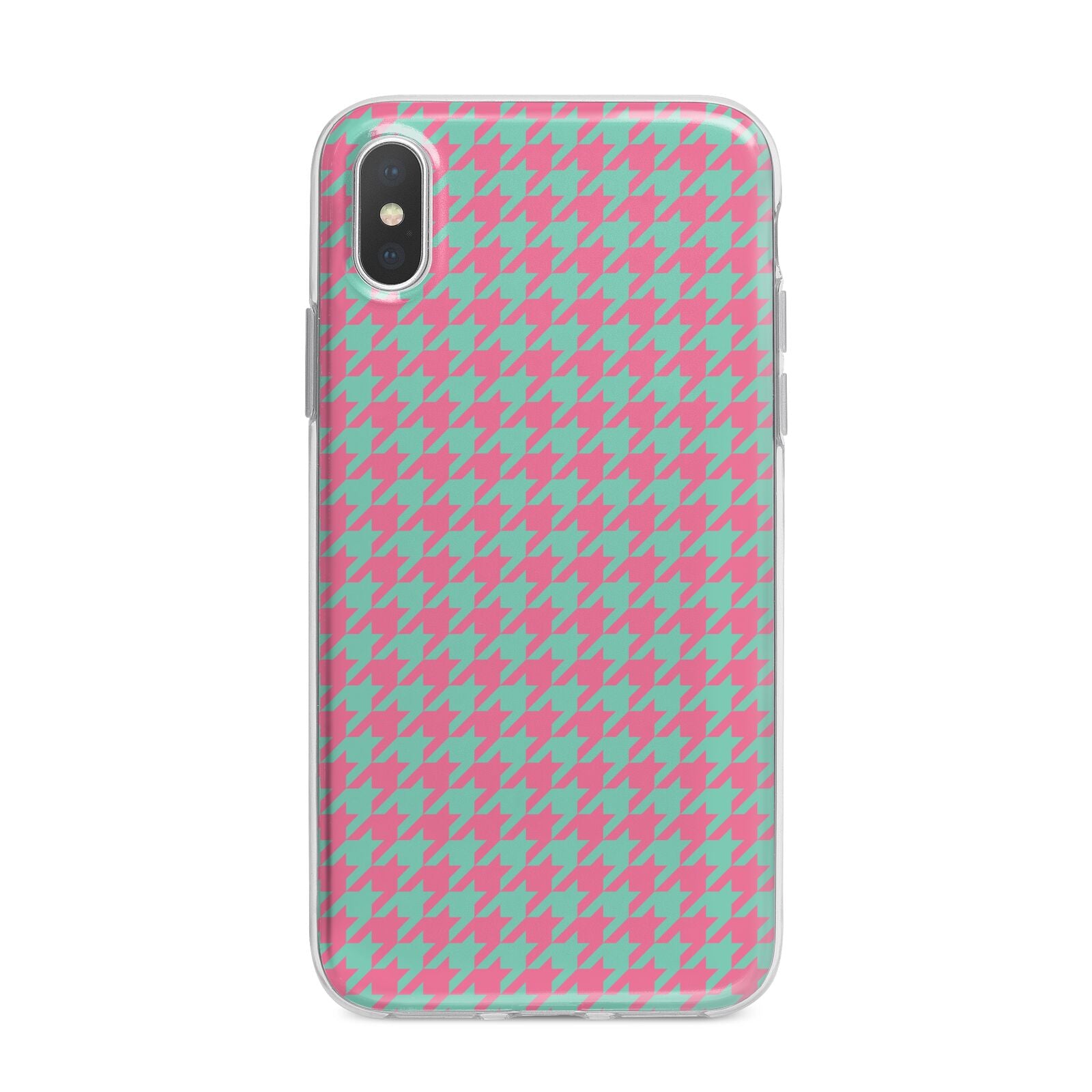 Pink Houndstooth iPhone X Bumper Case on Silver iPhone Alternative Image 1