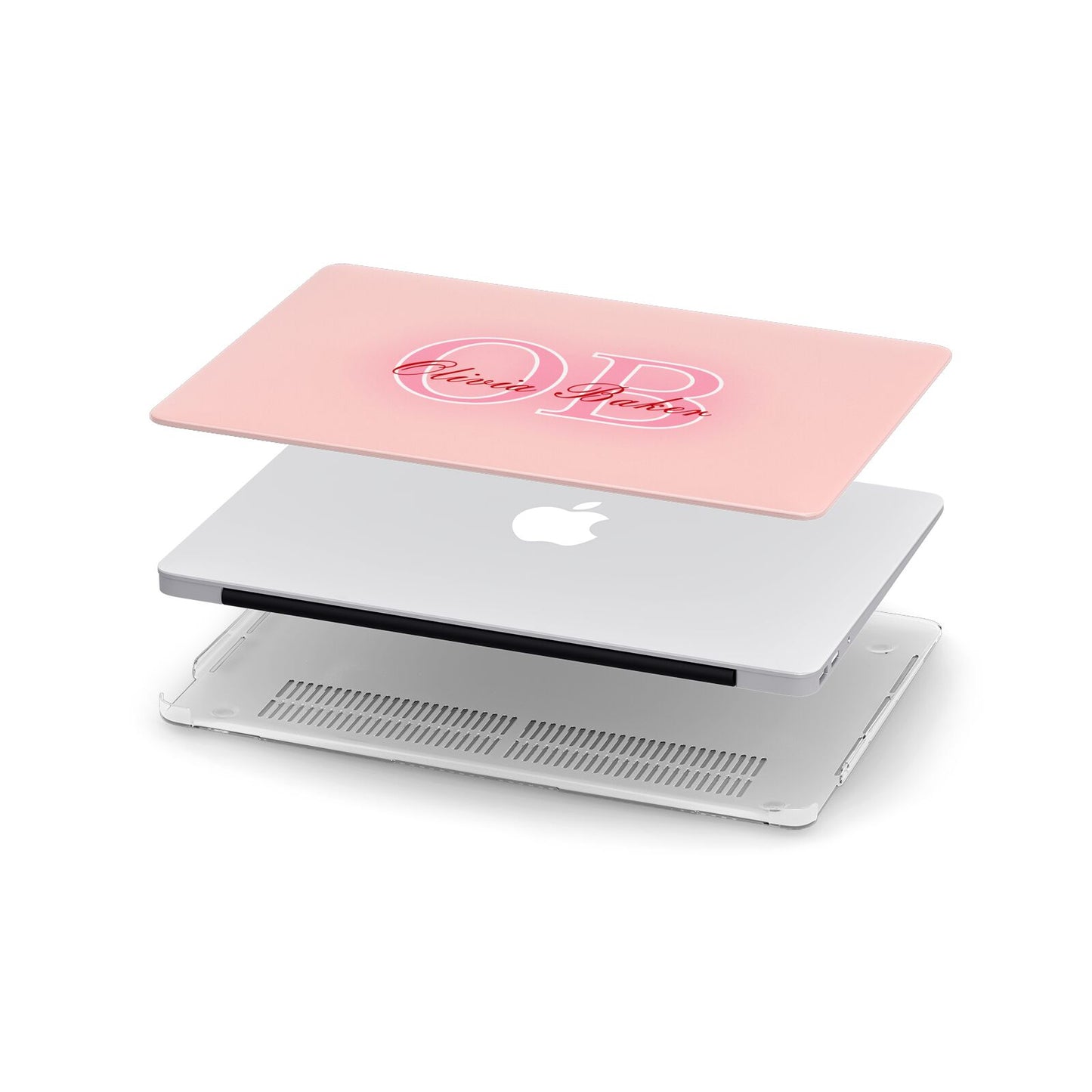 Pink Initials Personalised Apple MacBook Case in Detail