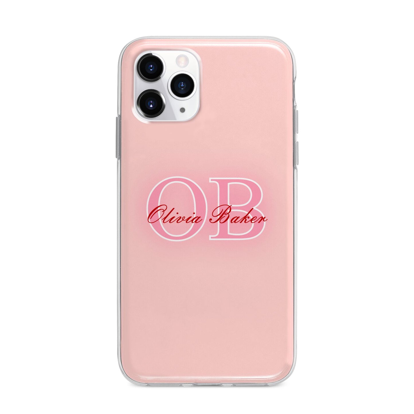 Pink Initials Personalised Apple iPhone 11 Pro Max in Silver with Bumper Case