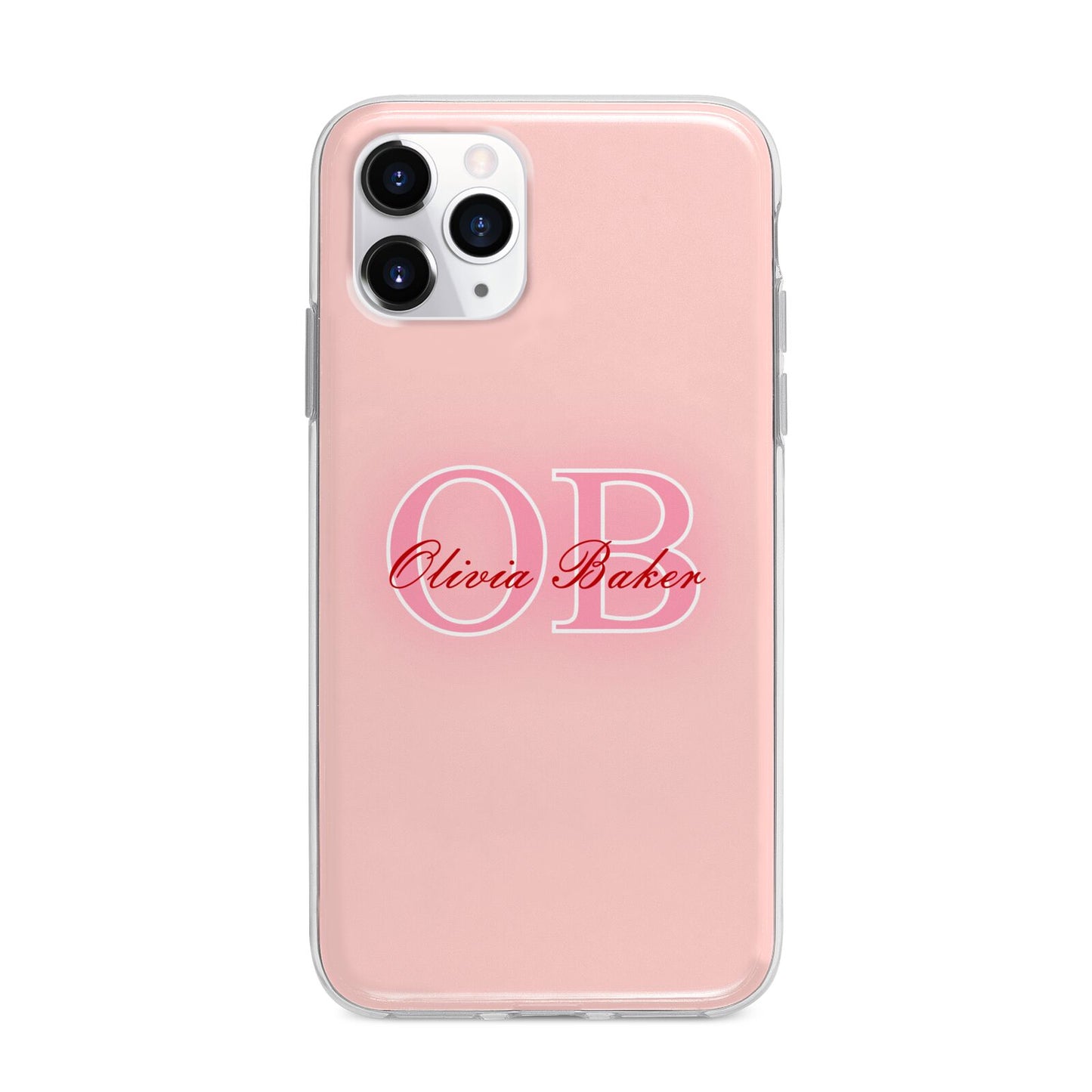 Pink Initials Personalised Apple iPhone 11 Pro in Silver with Bumper Case