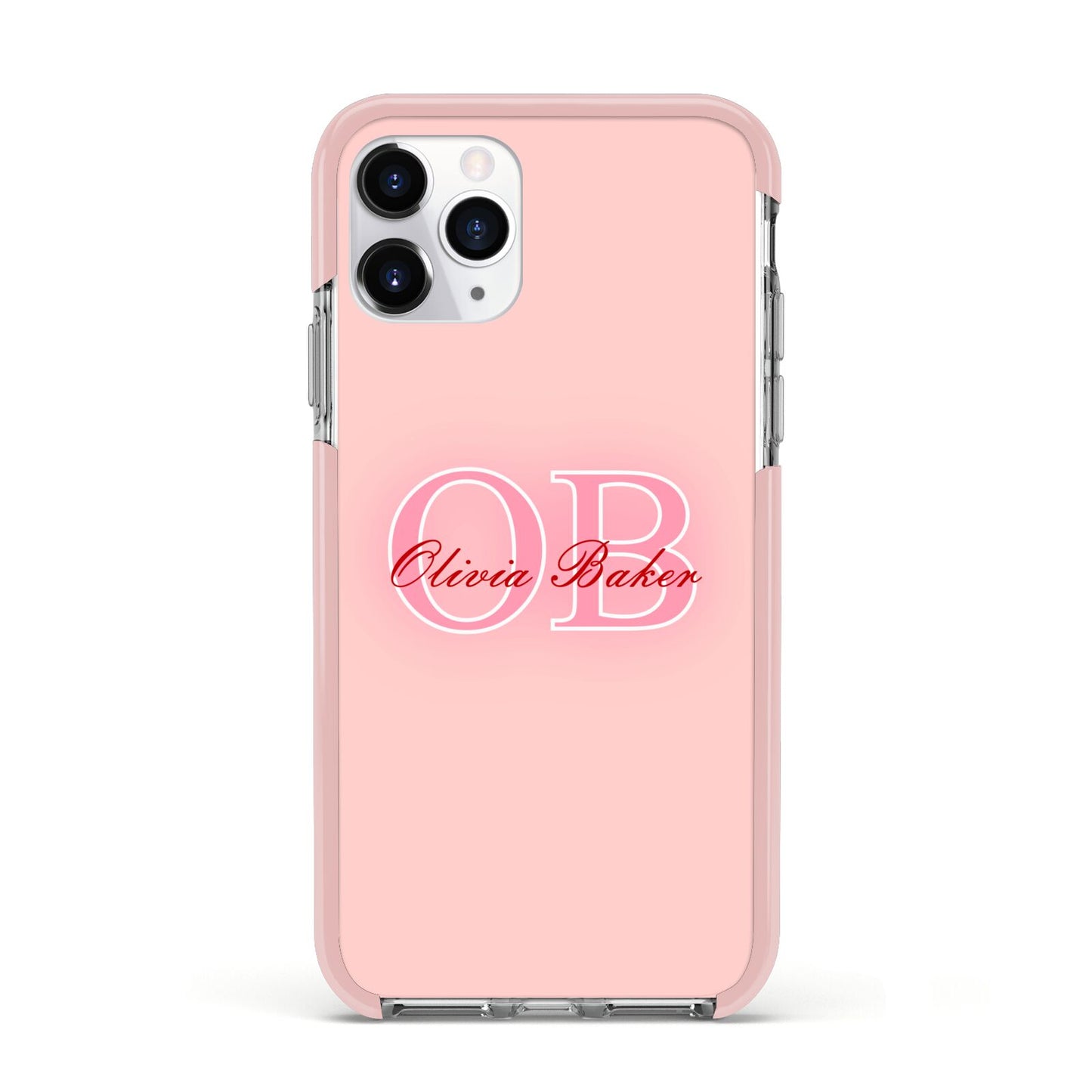 Pink Initials Personalised Apple iPhone 11 Pro in Silver with Pink Impact Case