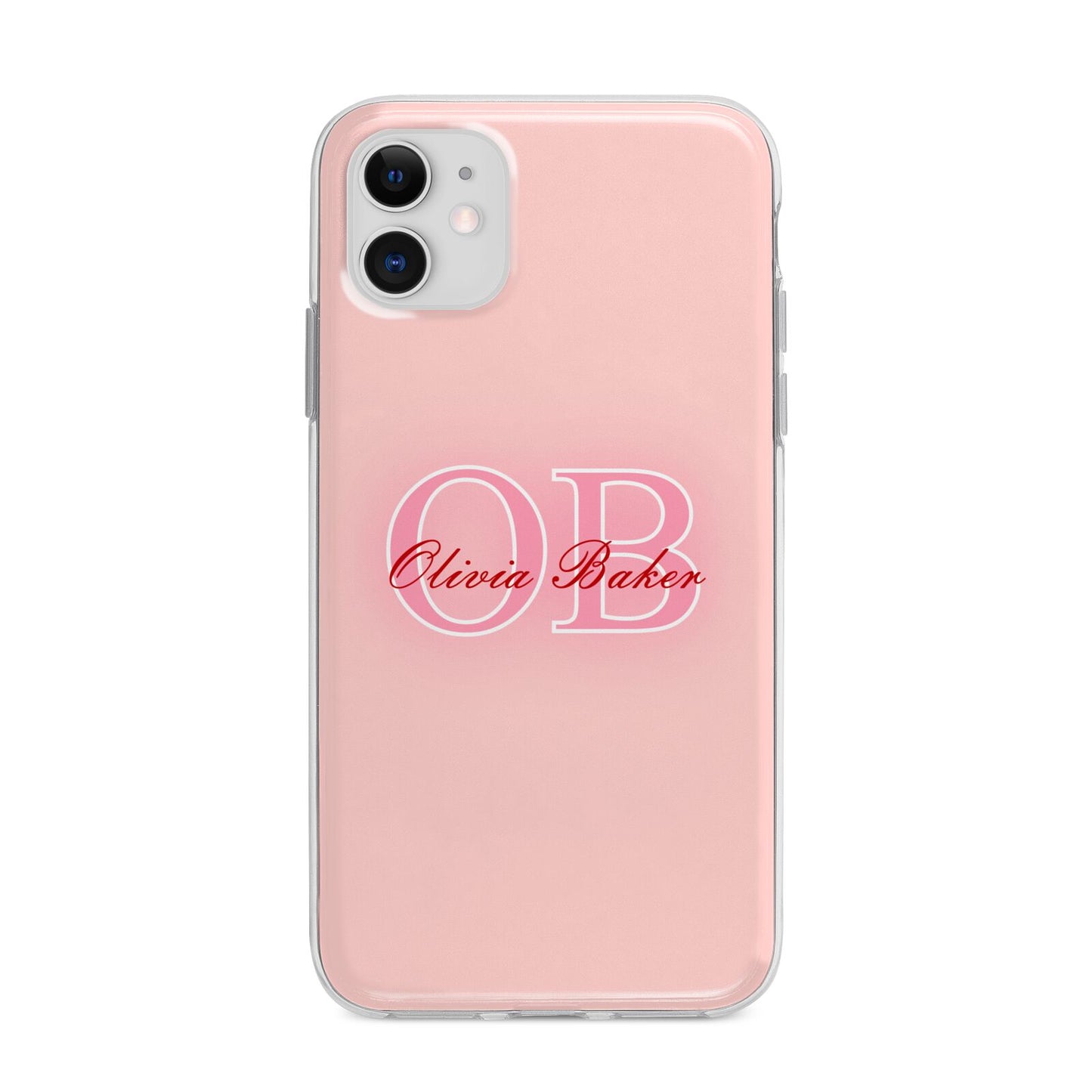 Pink Initials Personalised Apple iPhone 11 in White with Bumper Case