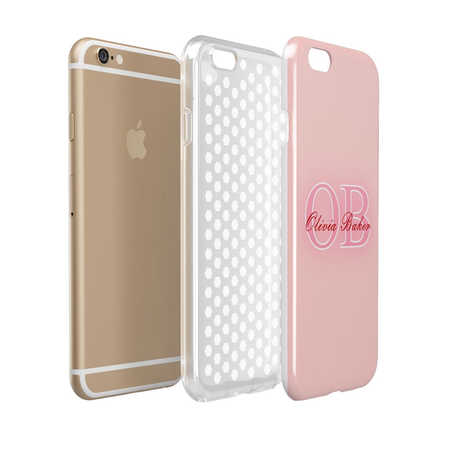 Pink Initials Personalised Apple iPhone 6 3D Tough Case Expanded view