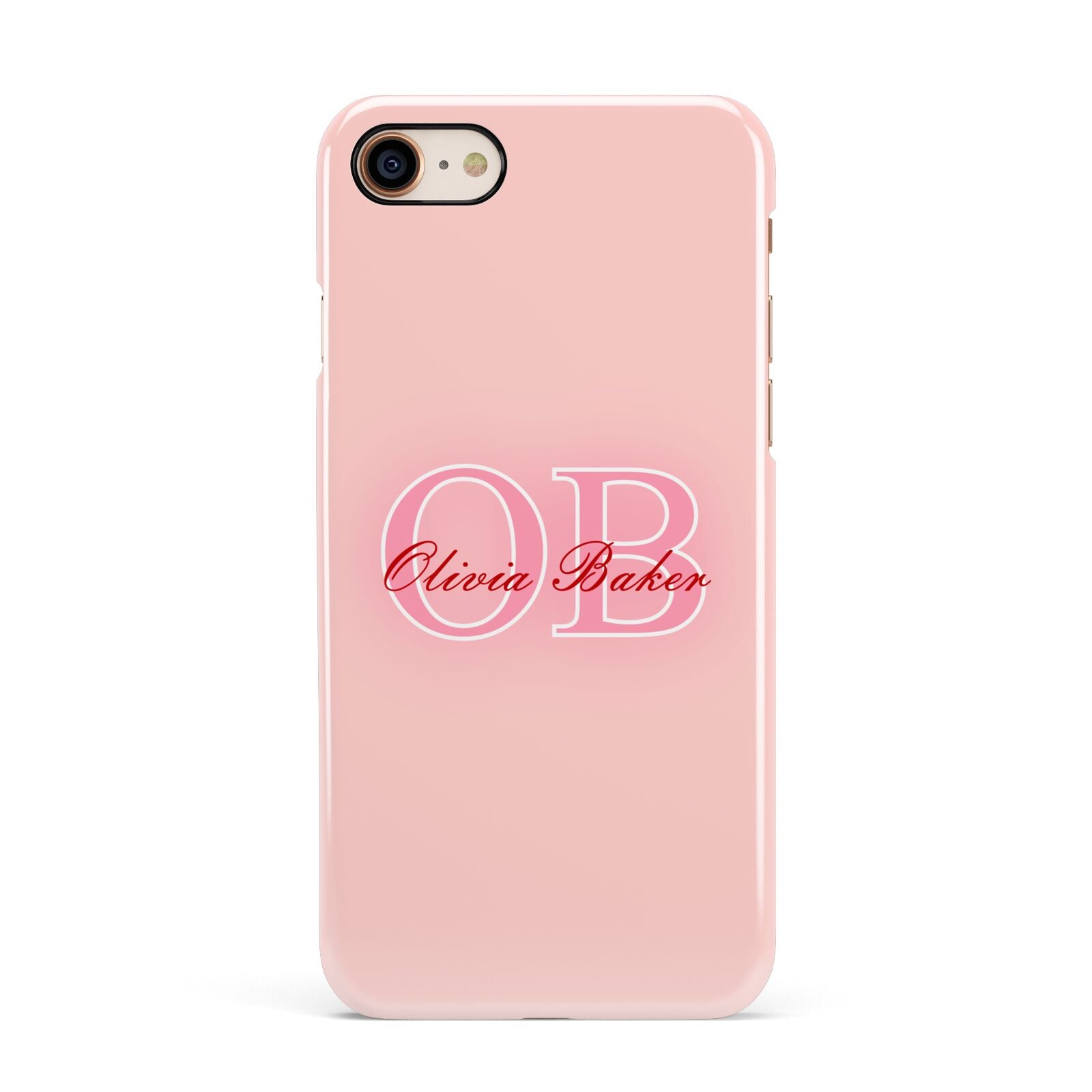 Pink Initials Personalised Apple iPhone 7 8 3D Snap Case