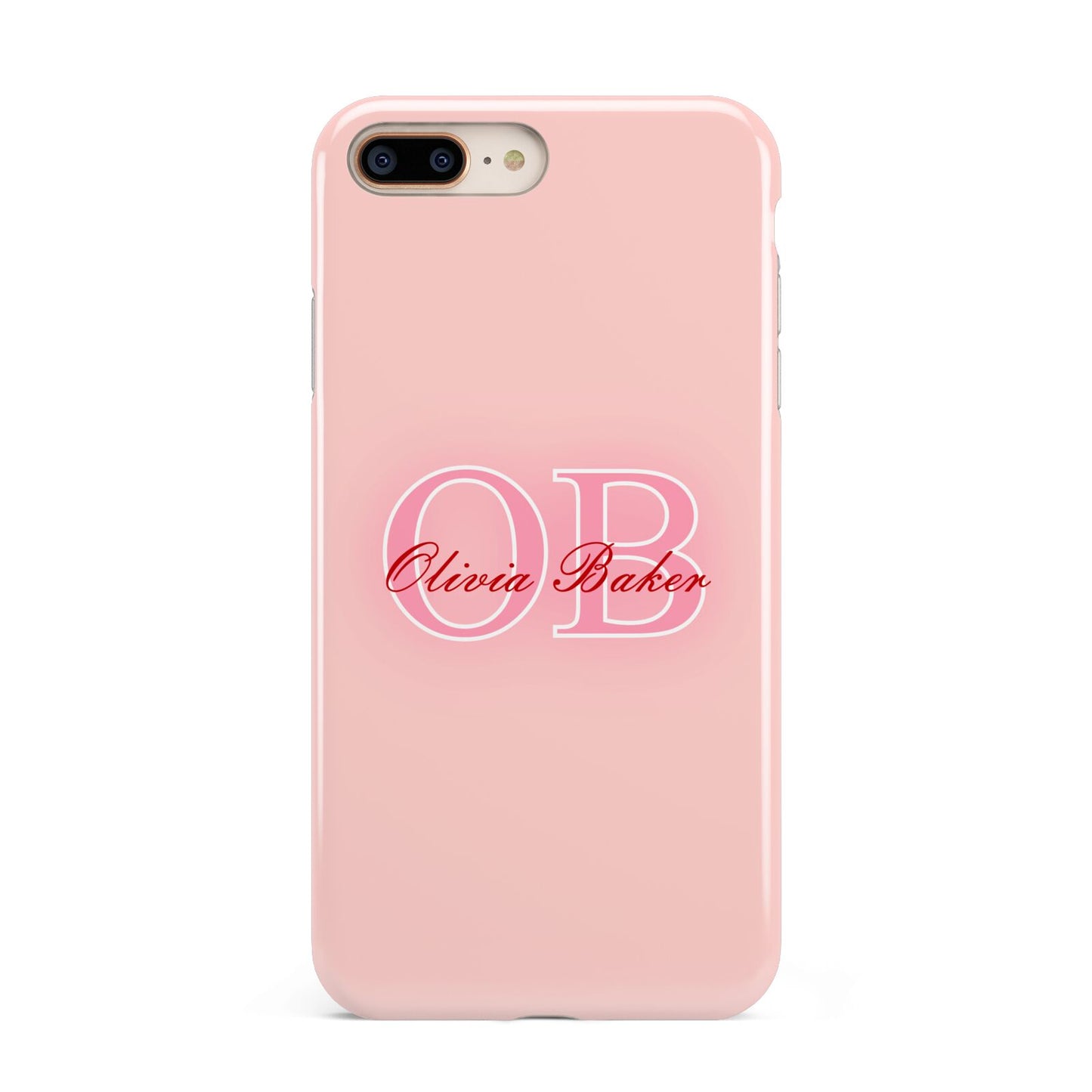 Pink Initials Personalised Apple iPhone 7 8 Plus 3D Tough Case