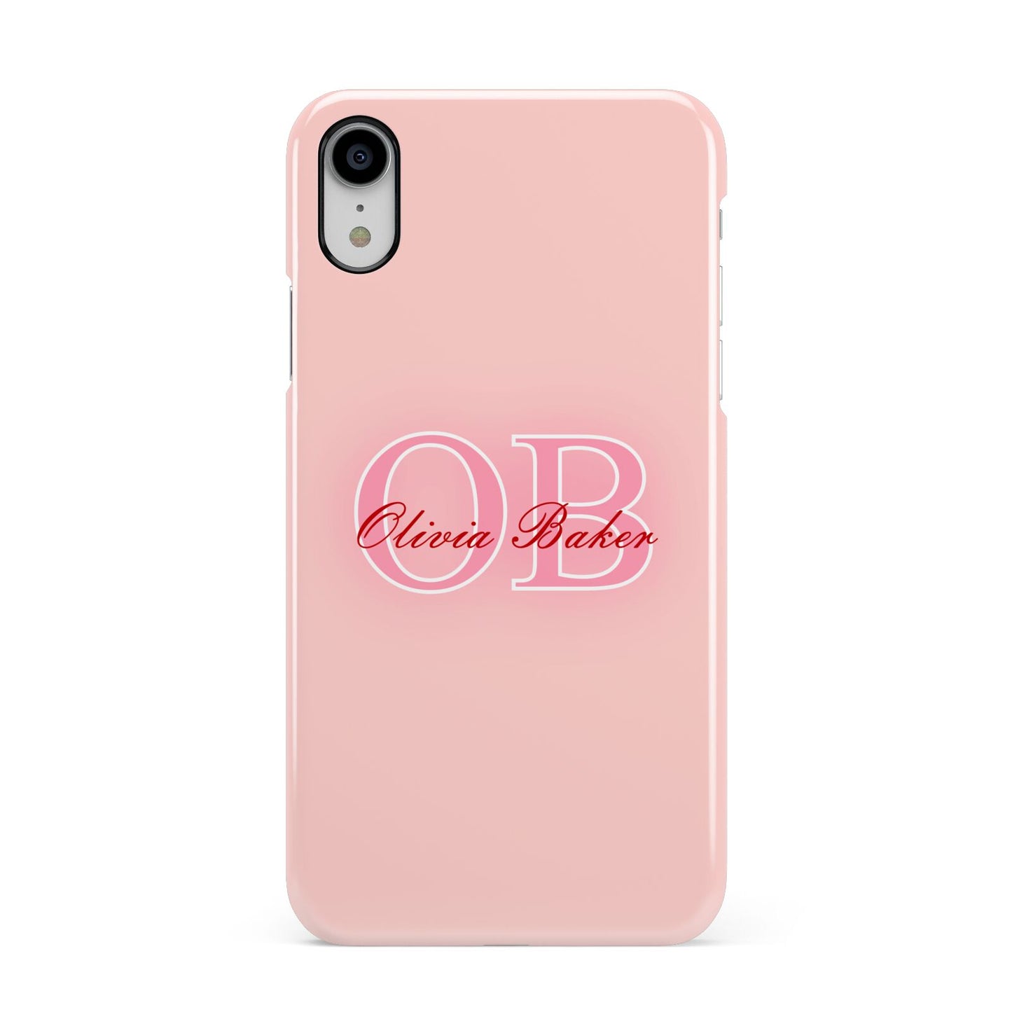 Pink Initials Personalised Apple iPhone XR White 3D Snap Case