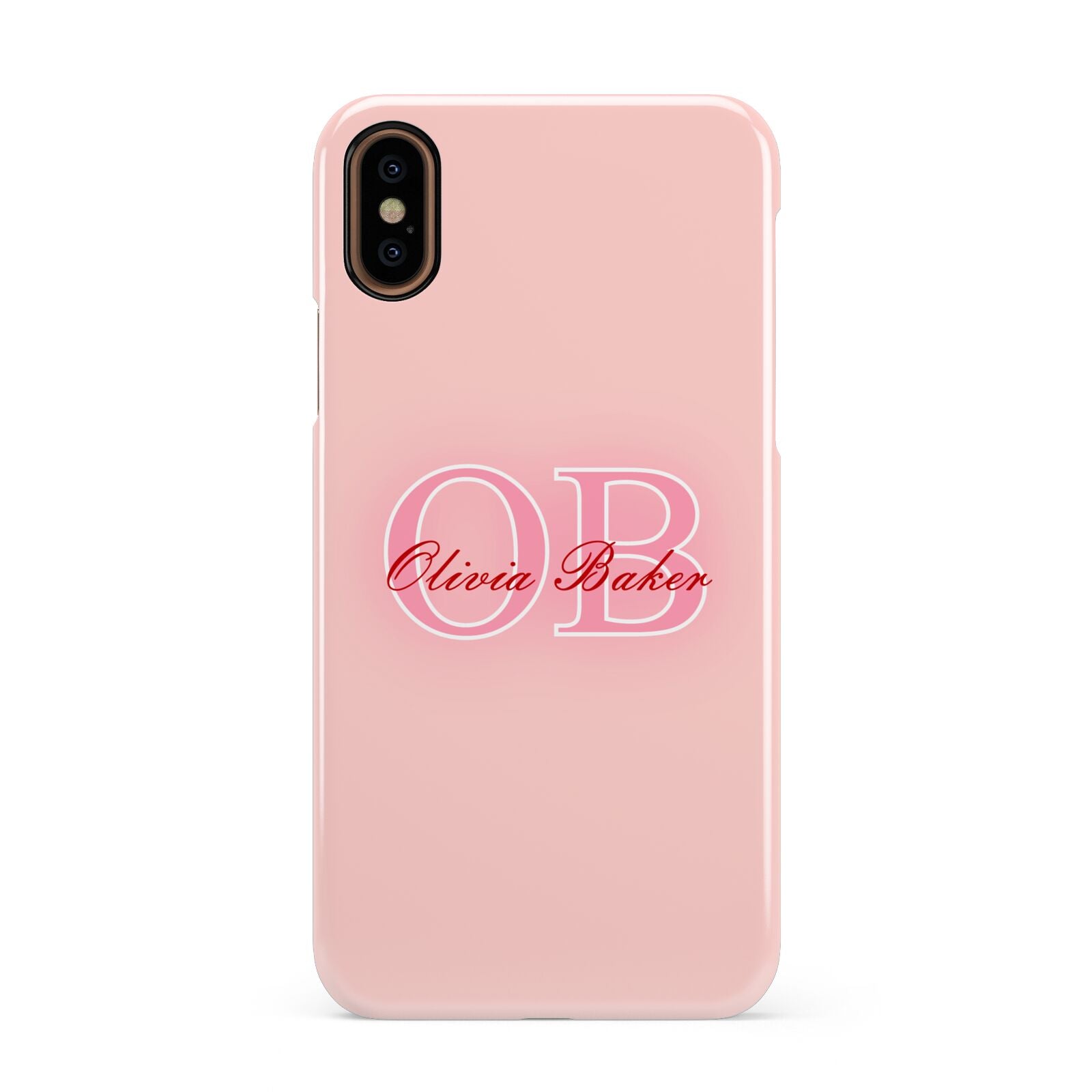 Pink Initials Personalised Apple iPhone XS 3D Snap Case