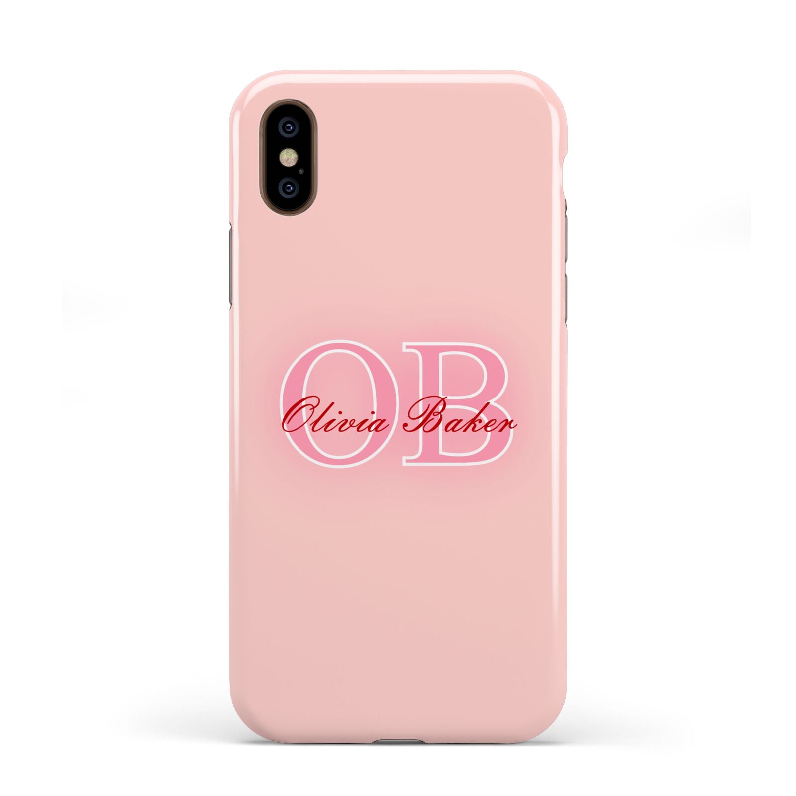 Pink Initials Personalised Apple iPhone XS 3D Tough