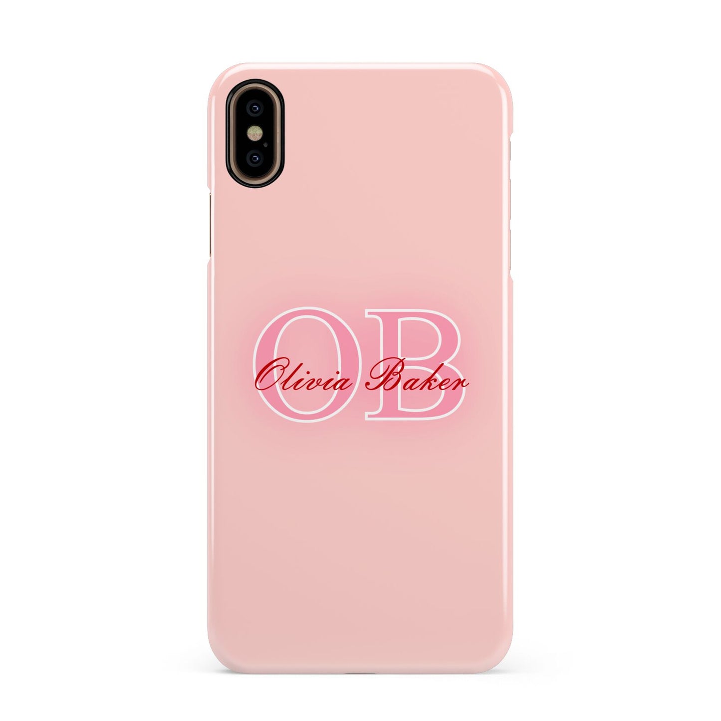 Pink Initials Personalised Apple iPhone Xs Max 3D Snap Case