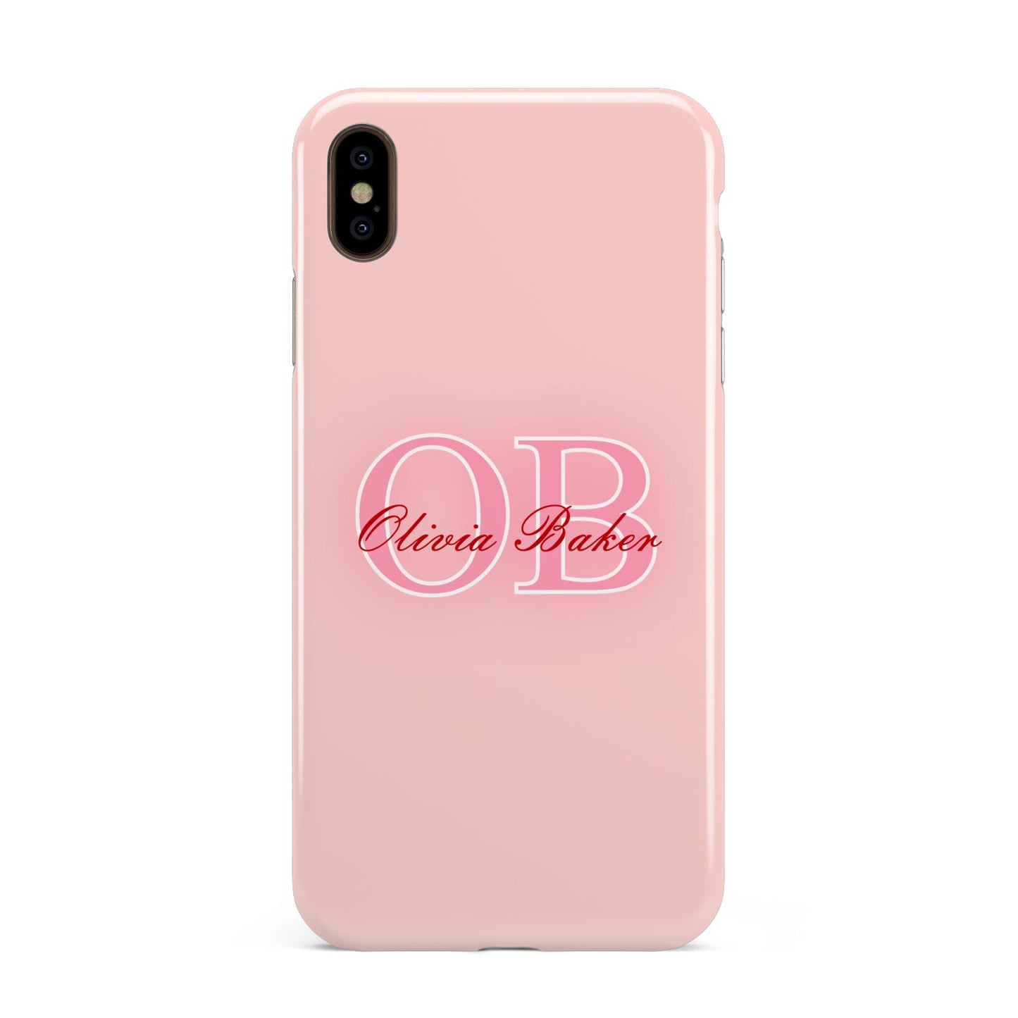 Pink Initials Personalised Apple iPhone Xs Max 3D Tough Case