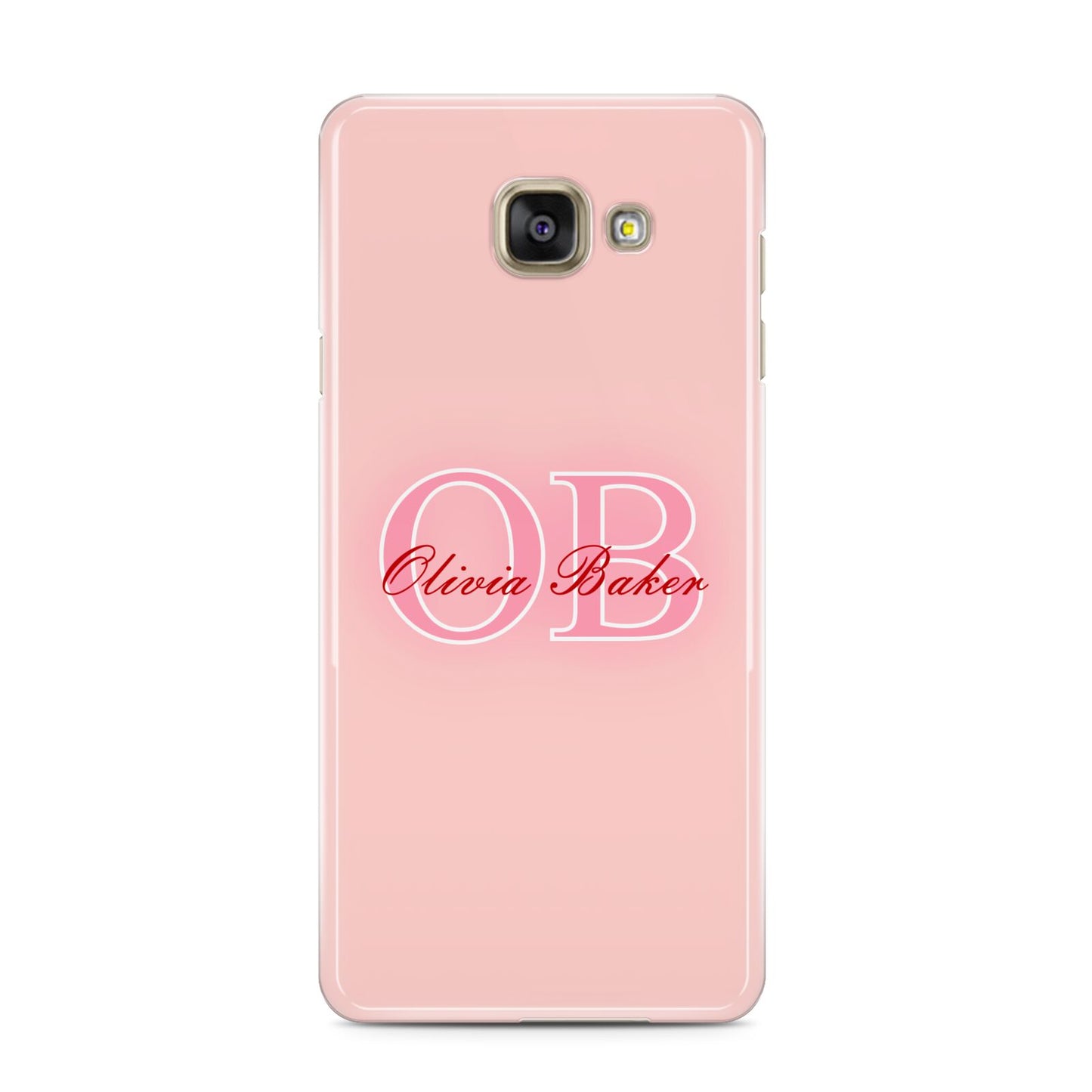 Pink Initials Personalised Samsung Galaxy A3 2016 Case on gold phone