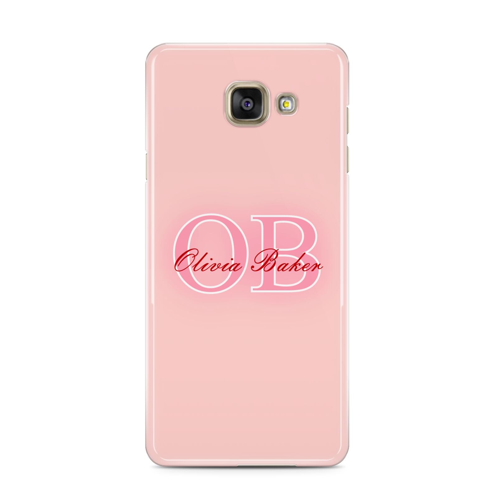 Pink Initials Personalised Samsung Galaxy A3 2016 Case on gold phone