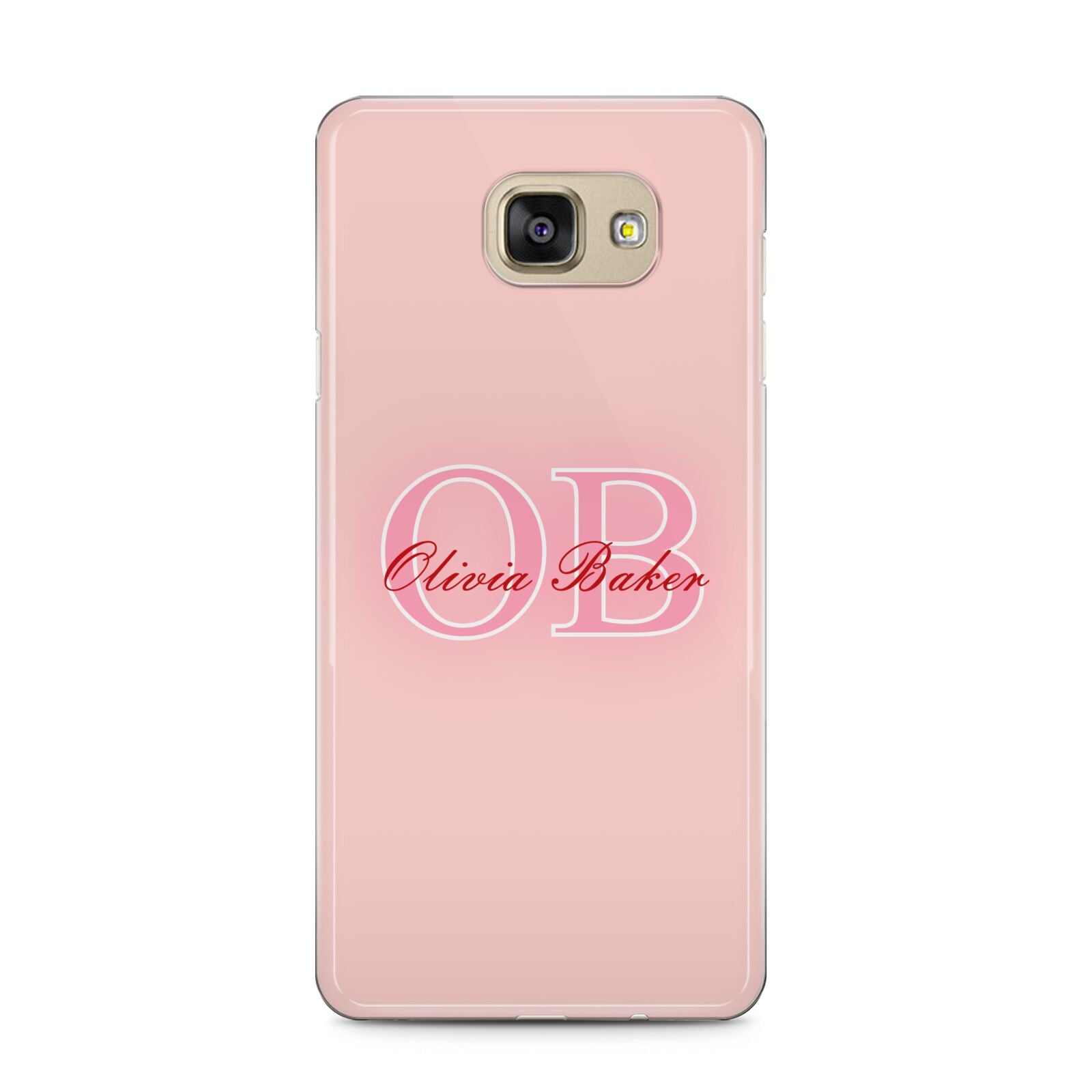 Pink Initials Personalised Samsung Galaxy A5 2016 Case on gold phone