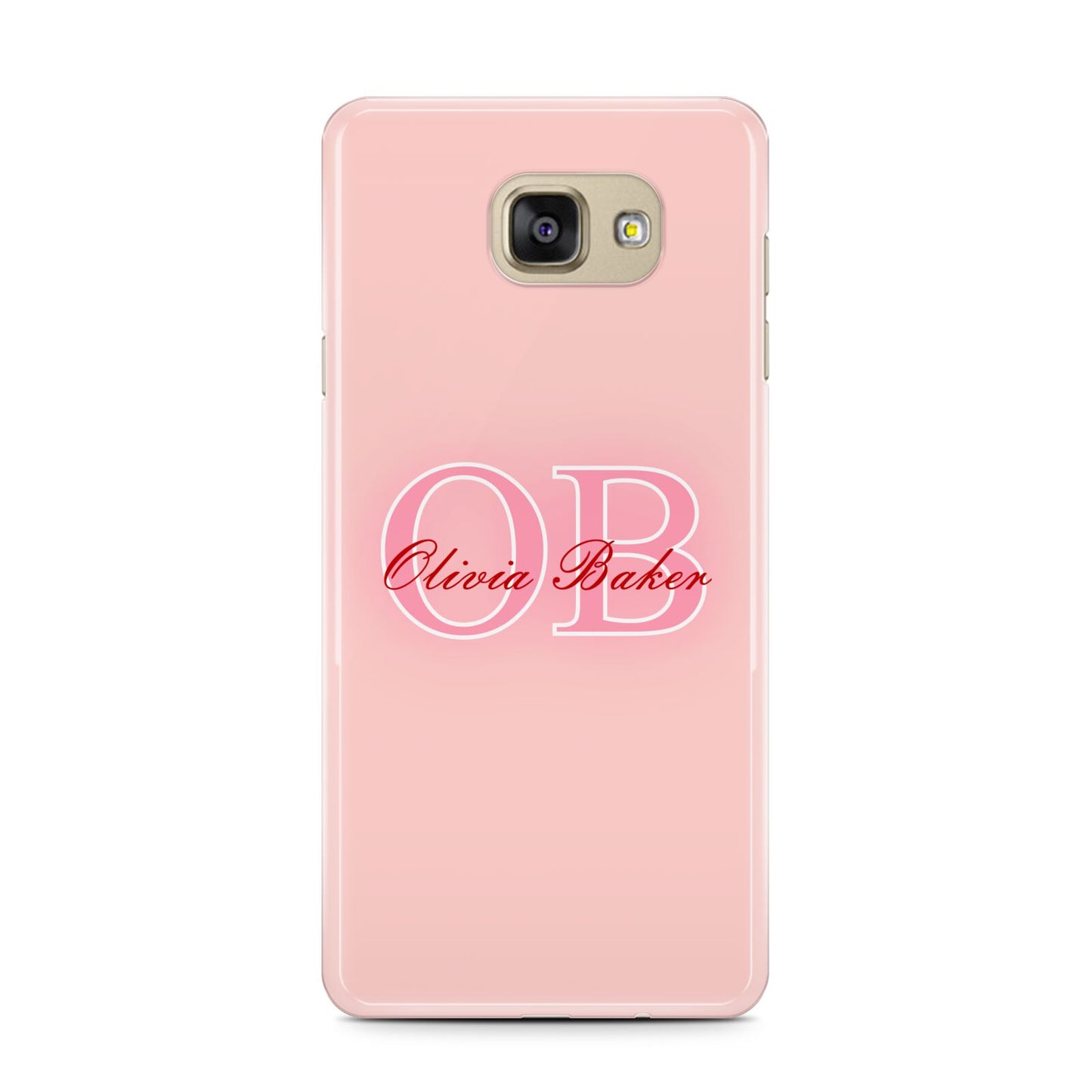 Pink Initials Personalised Samsung Galaxy A7 2016 Case on gold phone