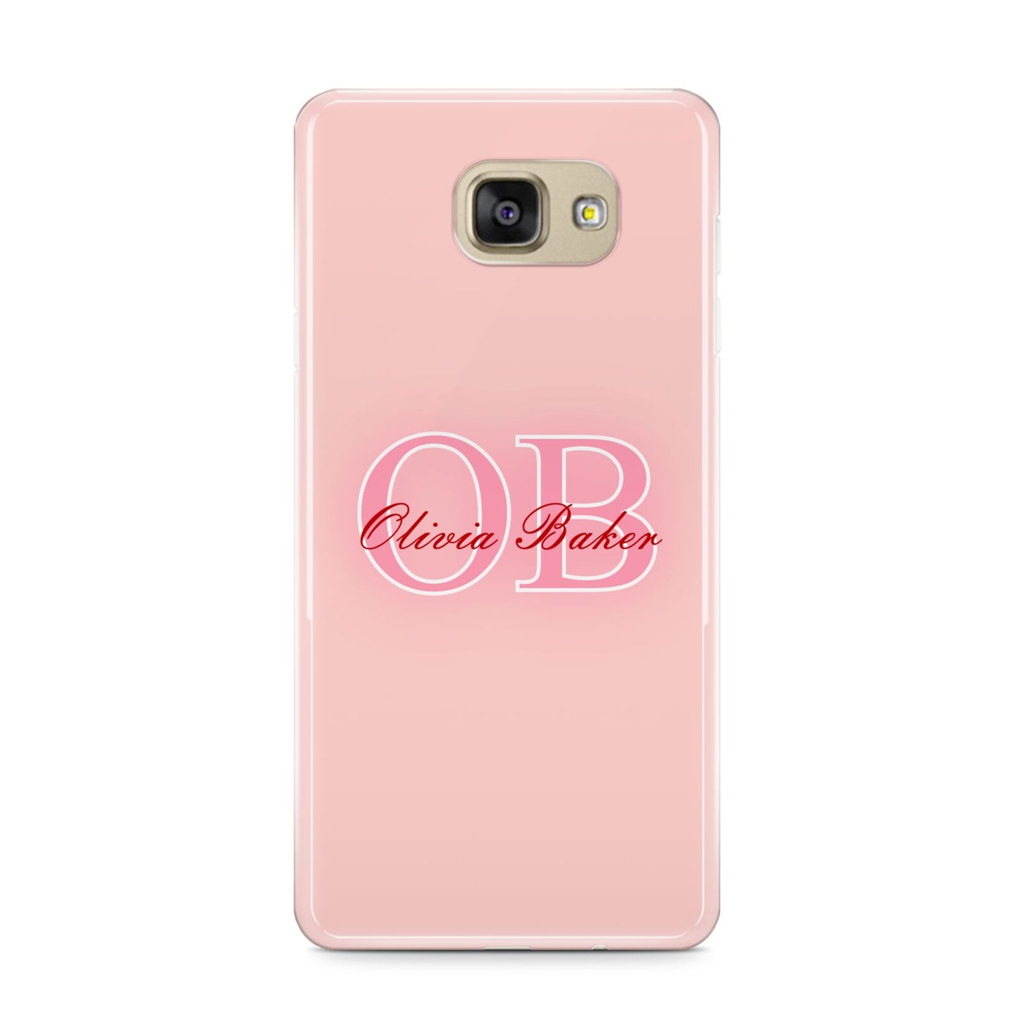 Pink Initials Personalised Samsung Galaxy A9 2016 Case on gold phone