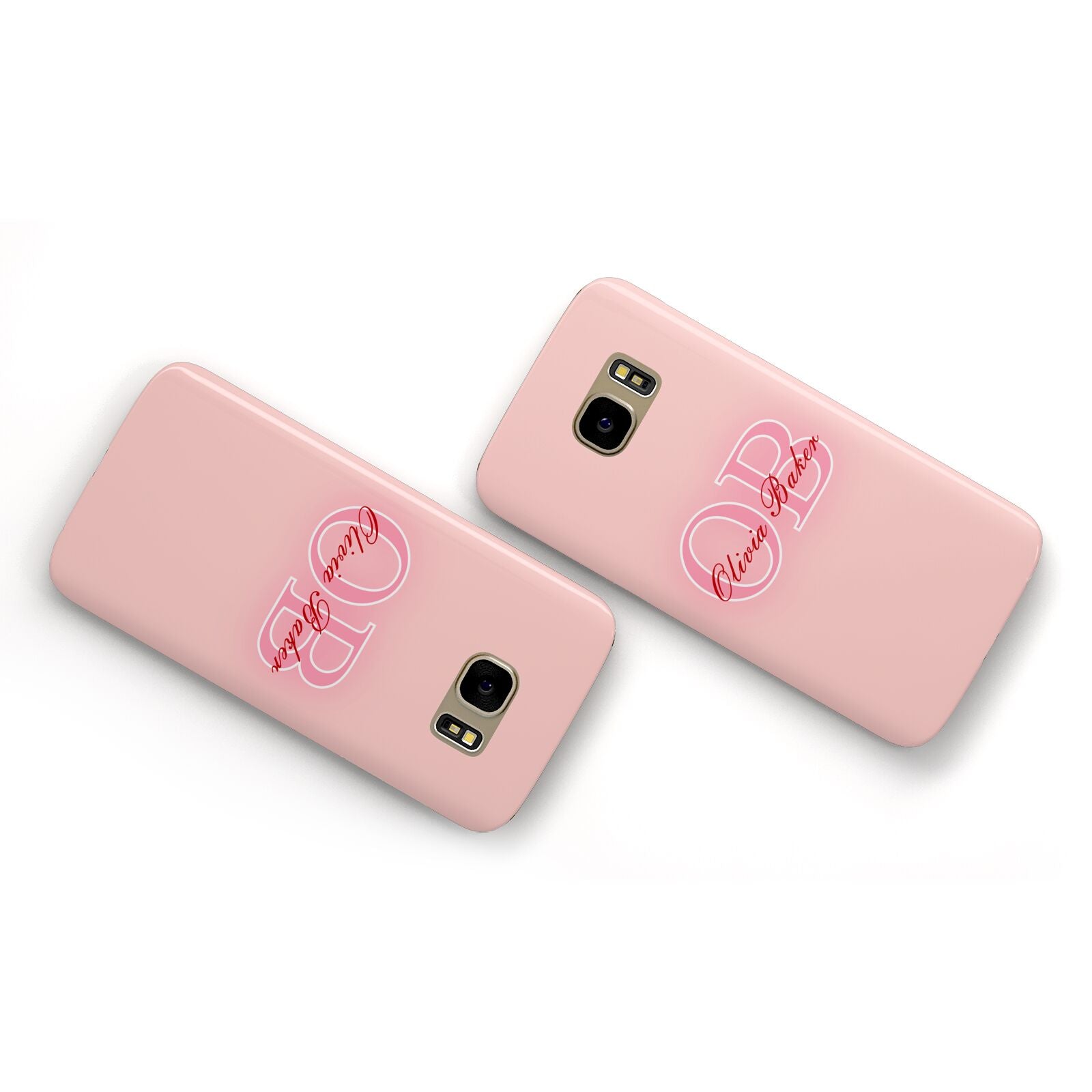 Pink Initials Personalised Samsung Galaxy Case Flat Overview