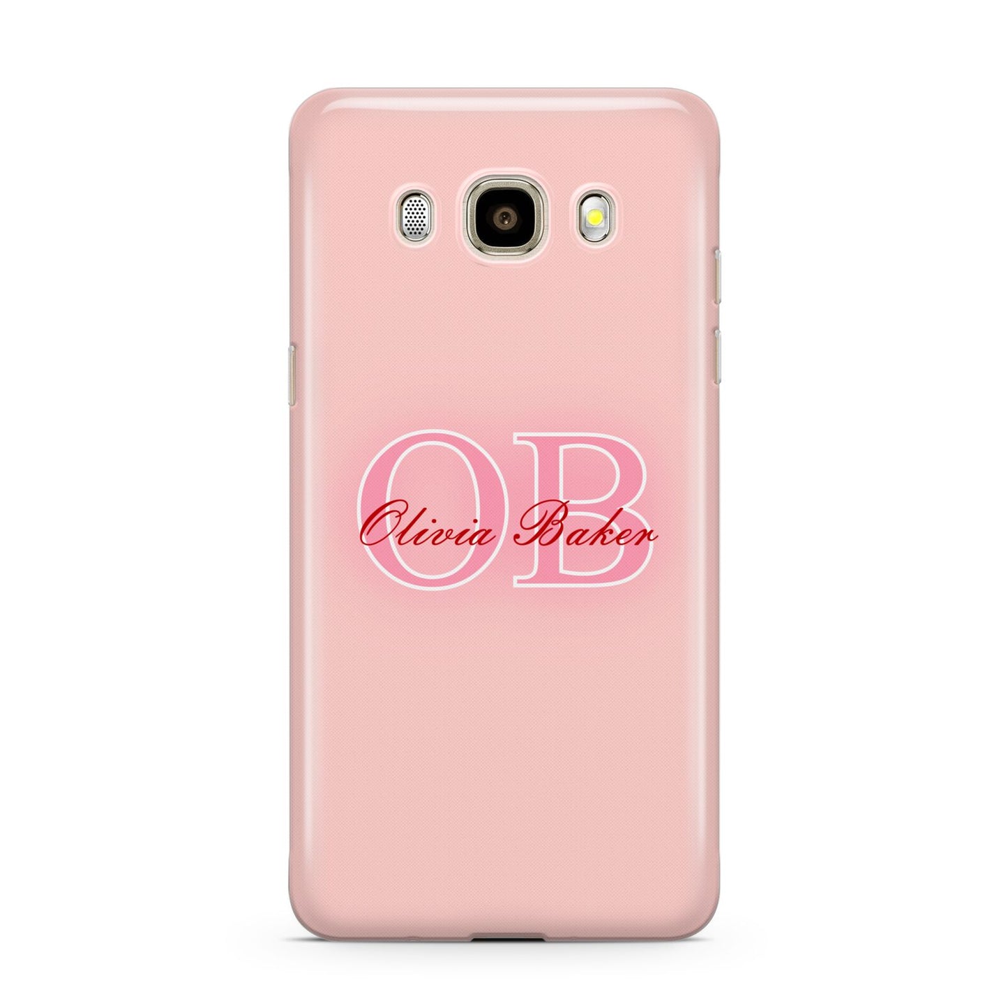 Pink Initials Personalised Samsung Galaxy J7 2016 Case on gold phone