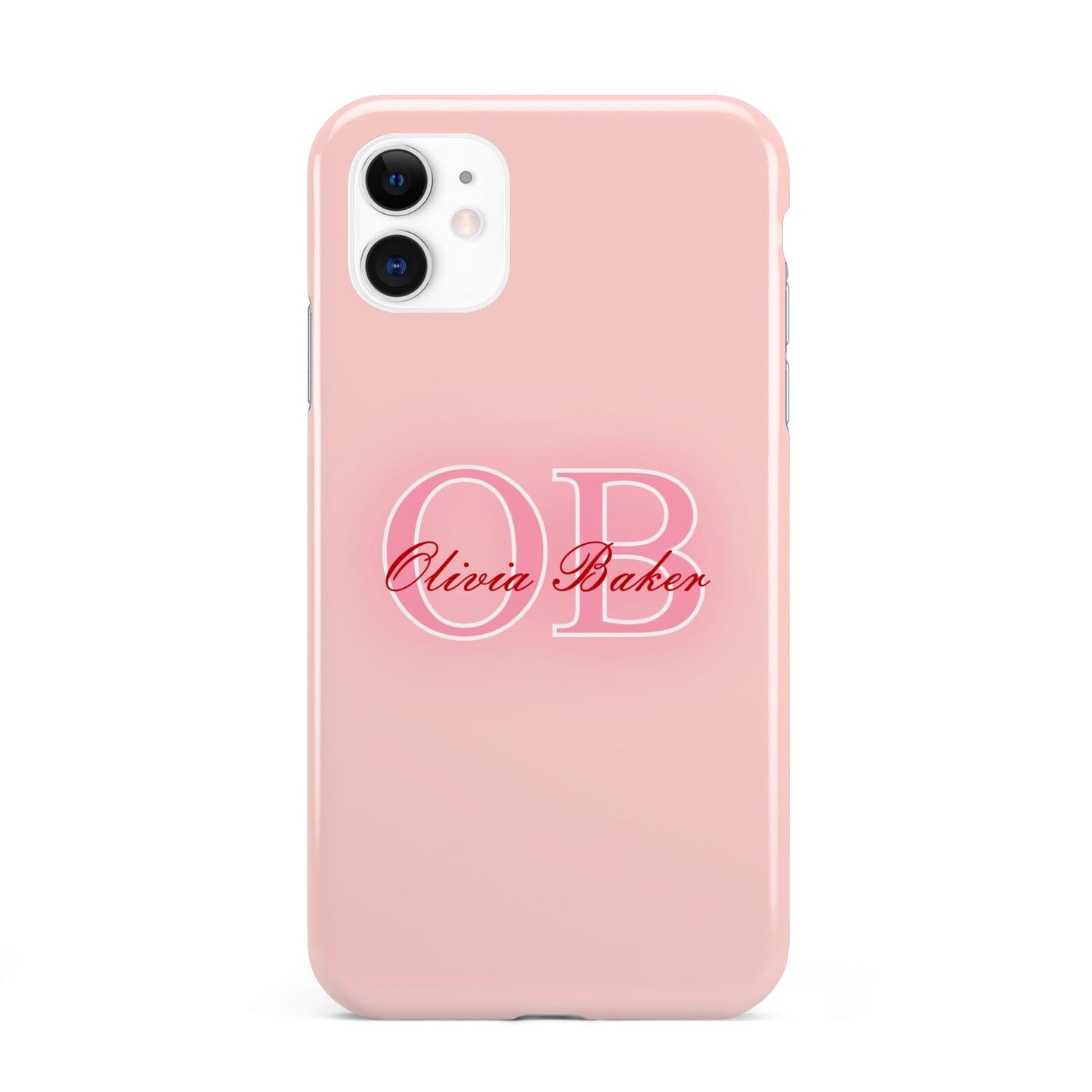 Pink Initials Personalised iPhone 11 3D Tough Case