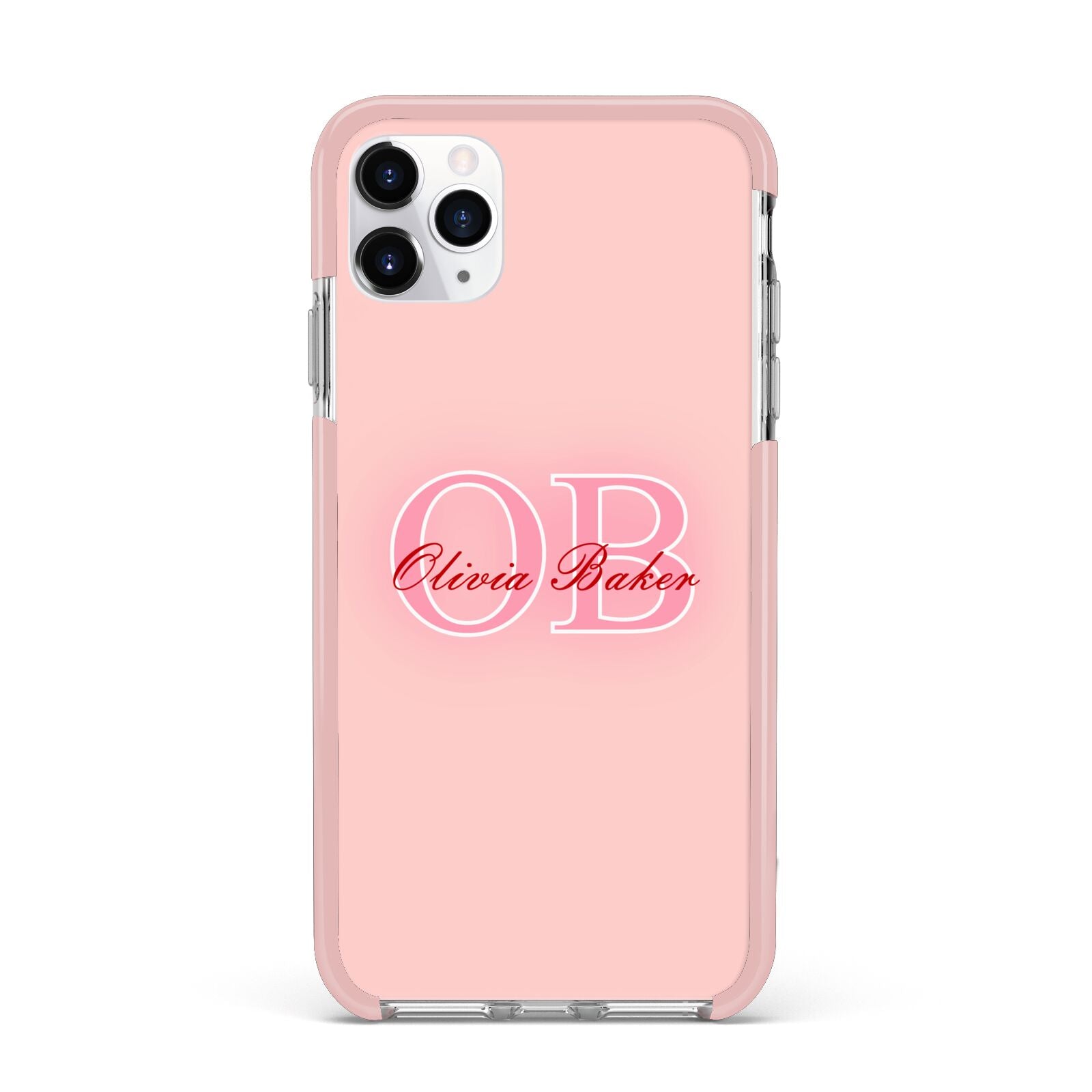 Pink Initials Personalised iPhone 11 Pro Max Impact Pink Edge Case