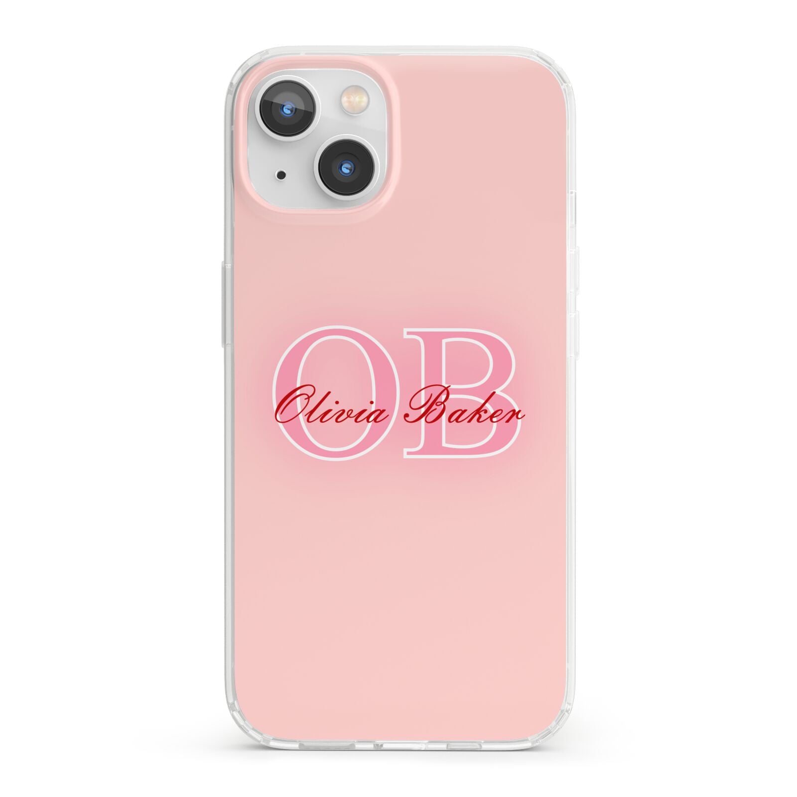 Pink Initials Personalised iPhone 13 Clear Bumper Case