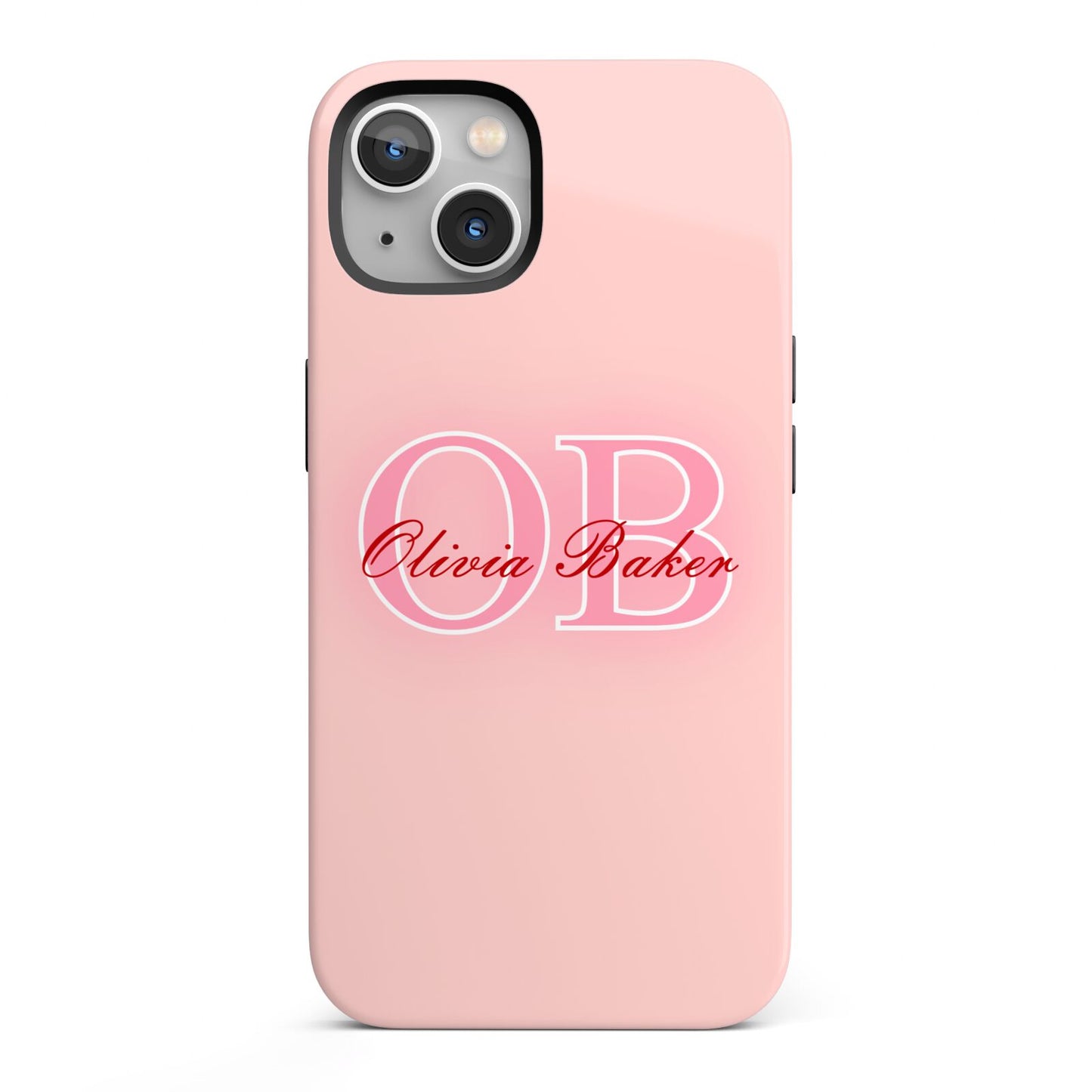 Pink Initials Personalised iPhone 13 Full Wrap 3D Tough Case