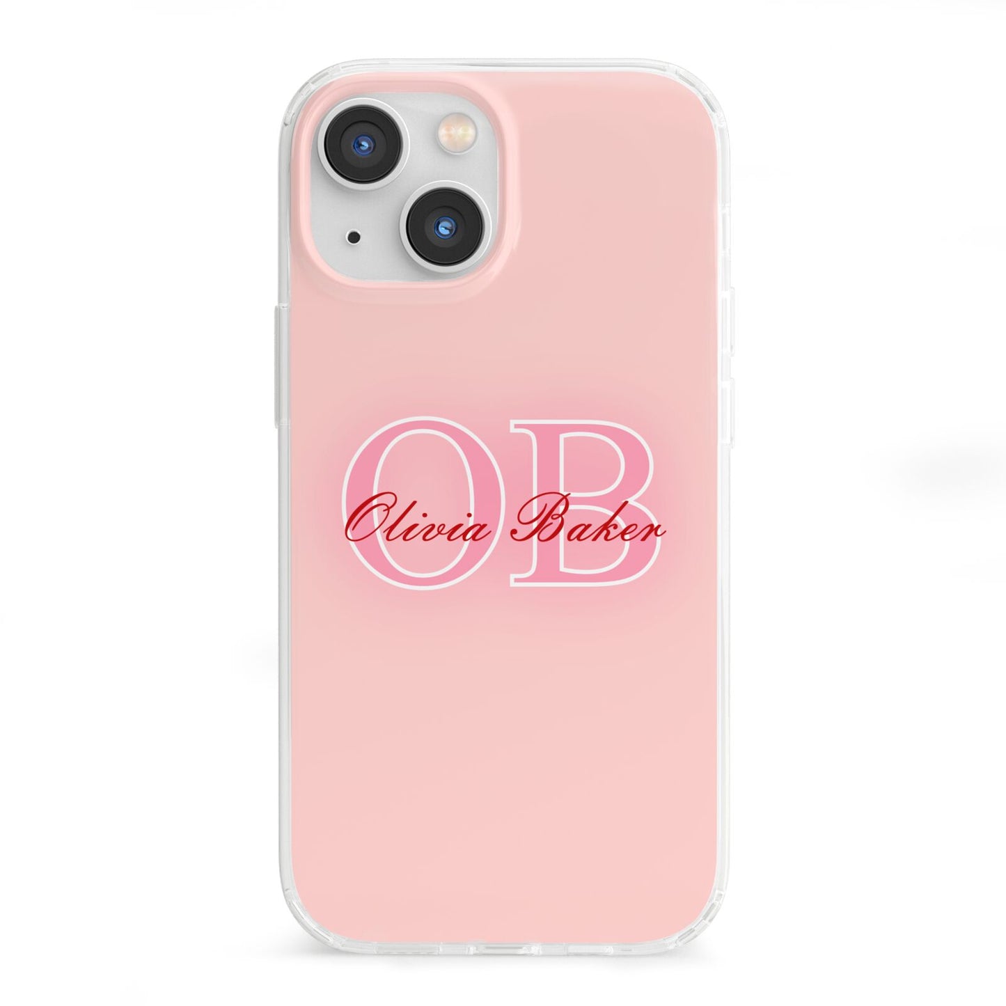 Pink Initials Personalised iPhone 13 Mini Clear Bumper Case