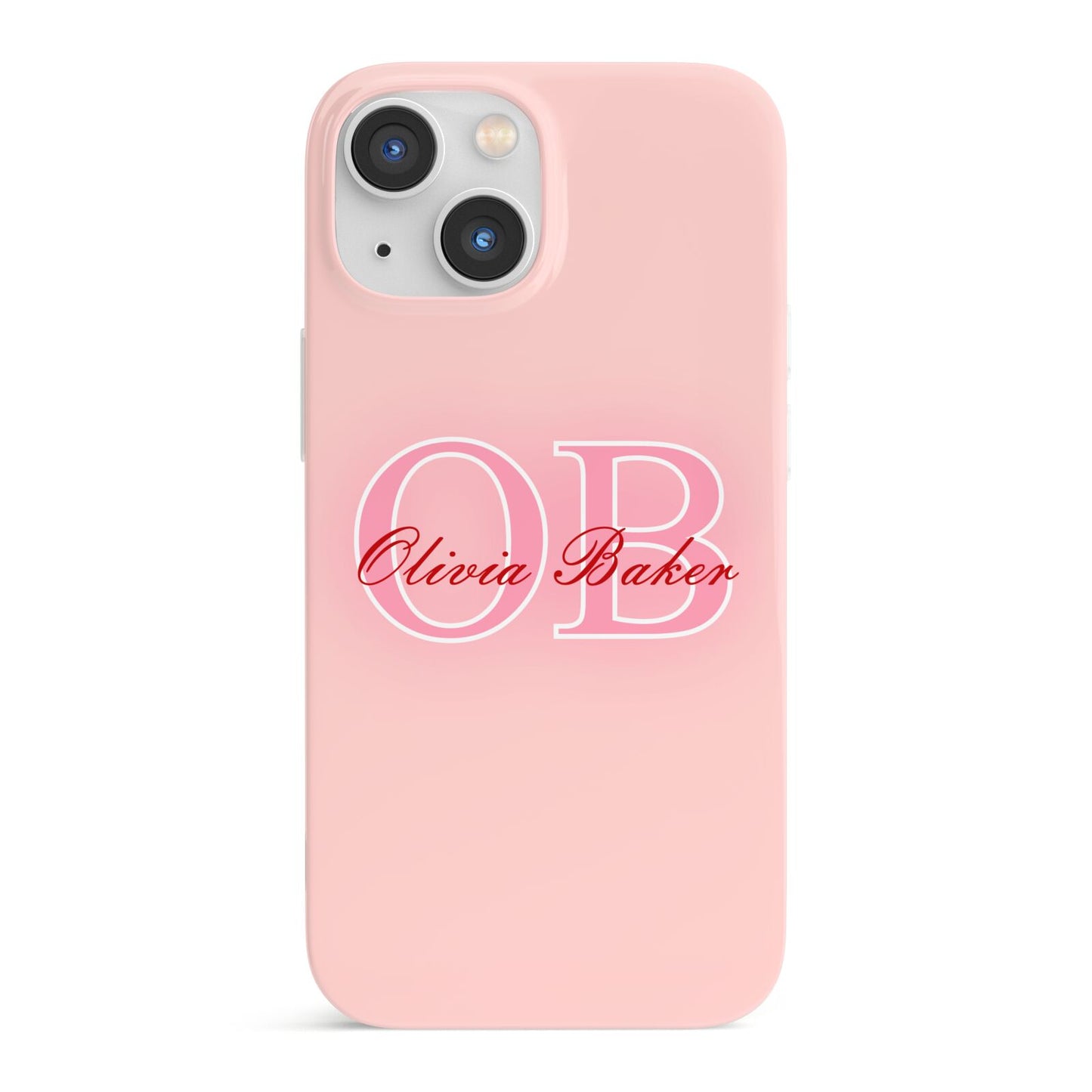 Pink Initials Personalised iPhone 13 Mini Full Wrap 3D Snap Case